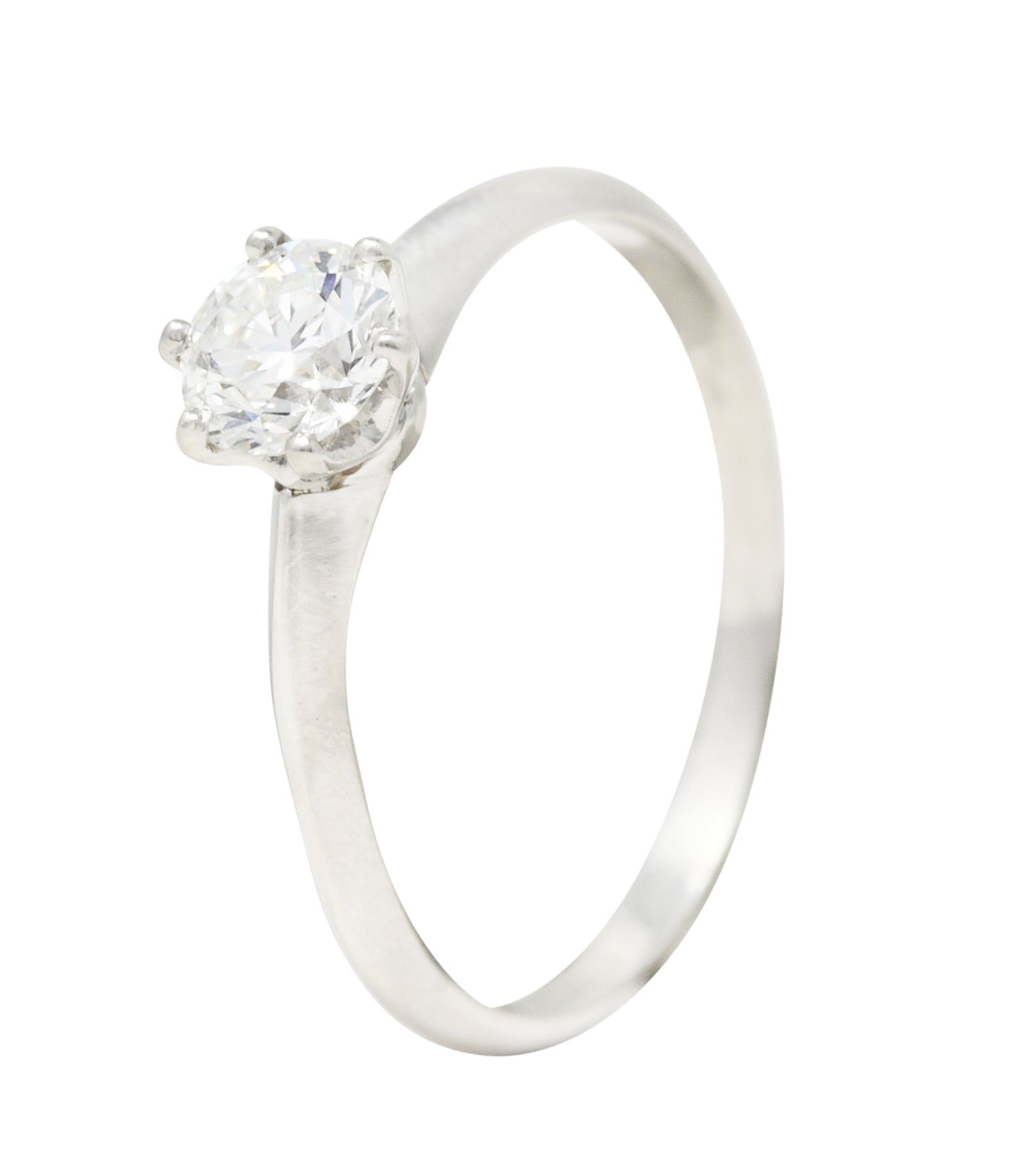 Tiffany & Co. Art Deco 0.51 CTW Old European Cut Diamond Platinum Solitaire Knife Engagement Ring Wilson's Estate Jewelry