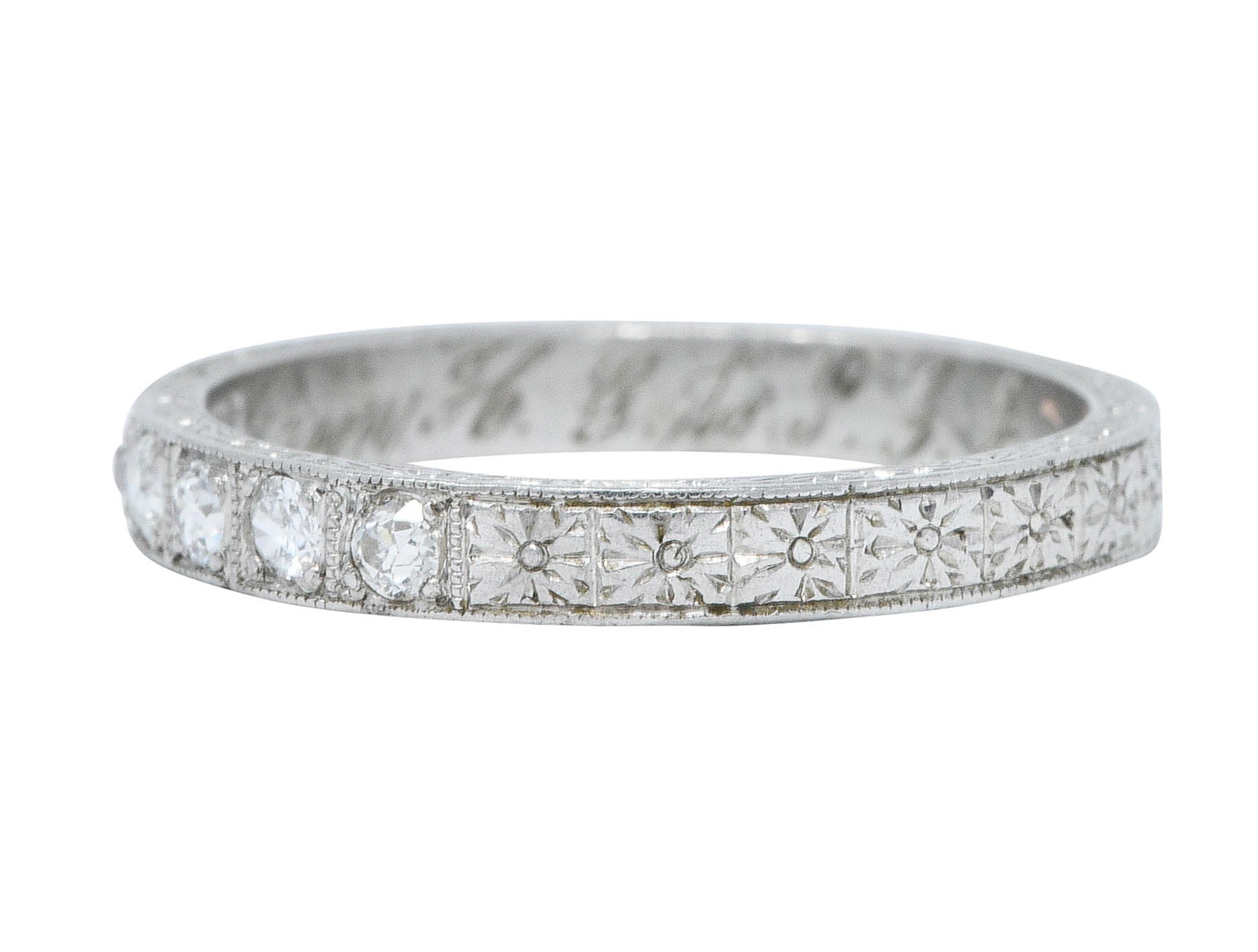 1920's Art Deco Diamond Platinum Floral Wedding Band RingRing - Wilson's Estate Jewelry