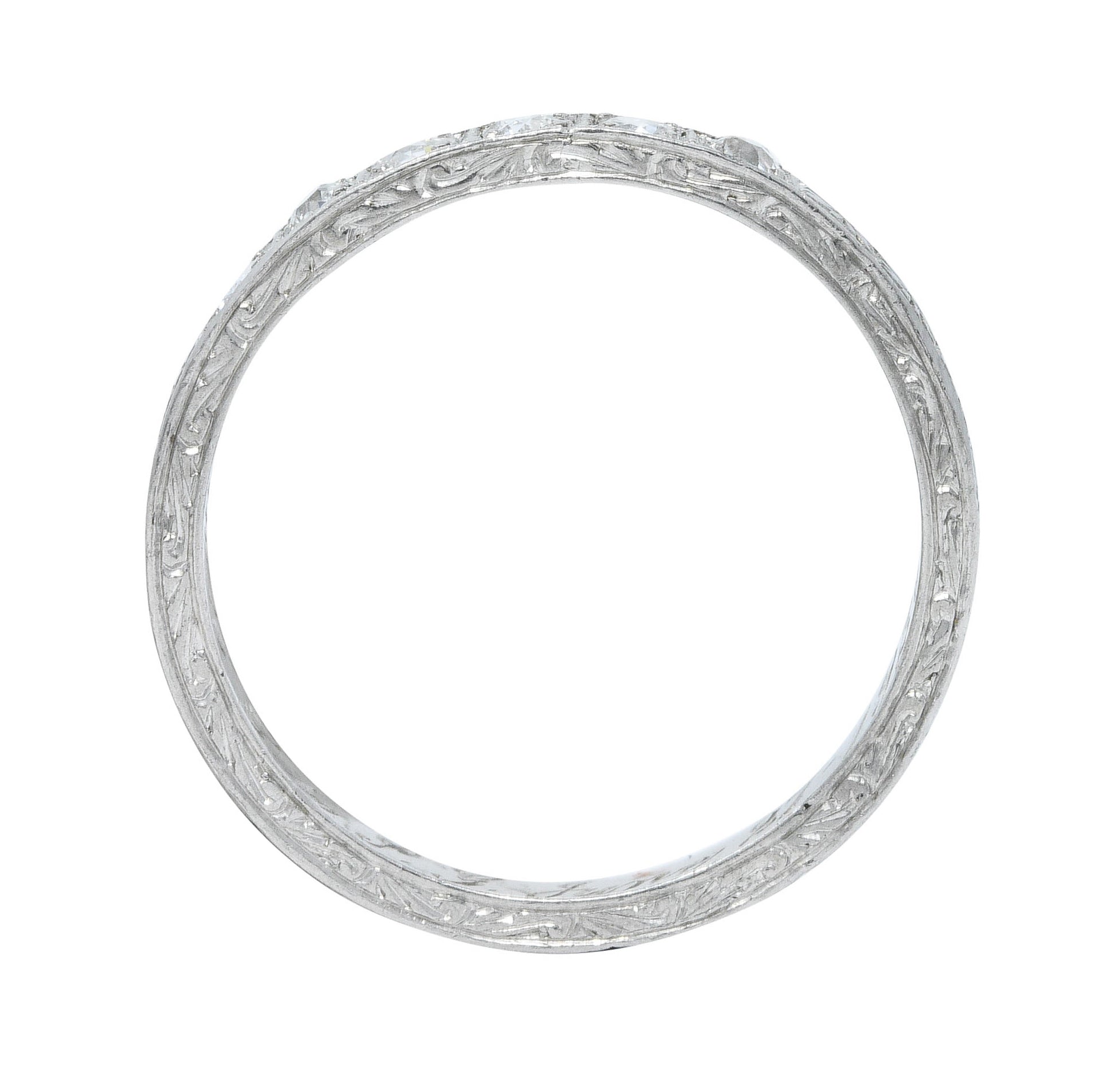 1920's Art Deco Diamond Platinum Floral Wedding Band RingRing - Wilson's Estate Jewelry