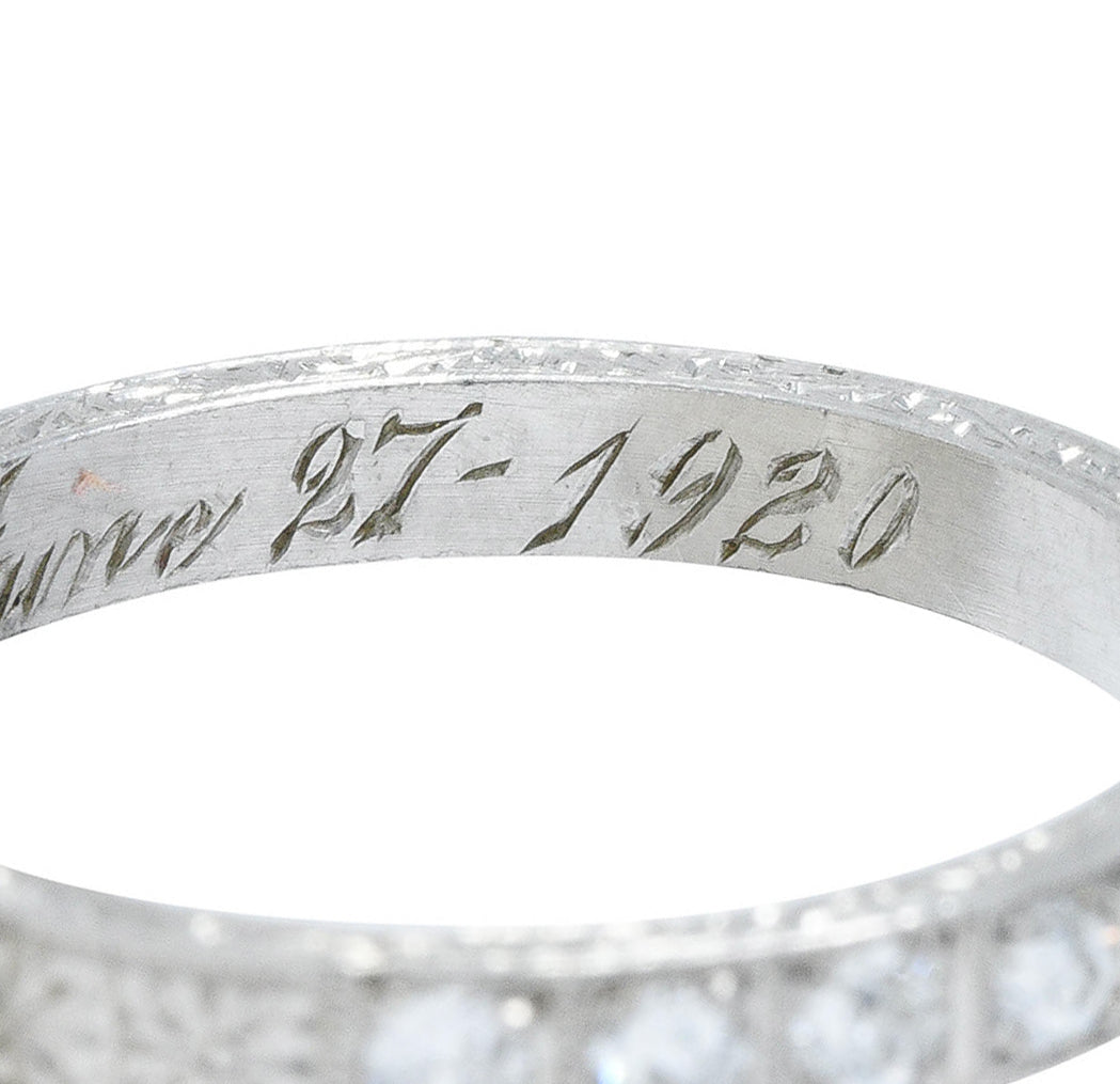1920's Art Deco Diamond Platinum Floral Wedding Band RingRing - Wilson's Estate Jewelry
