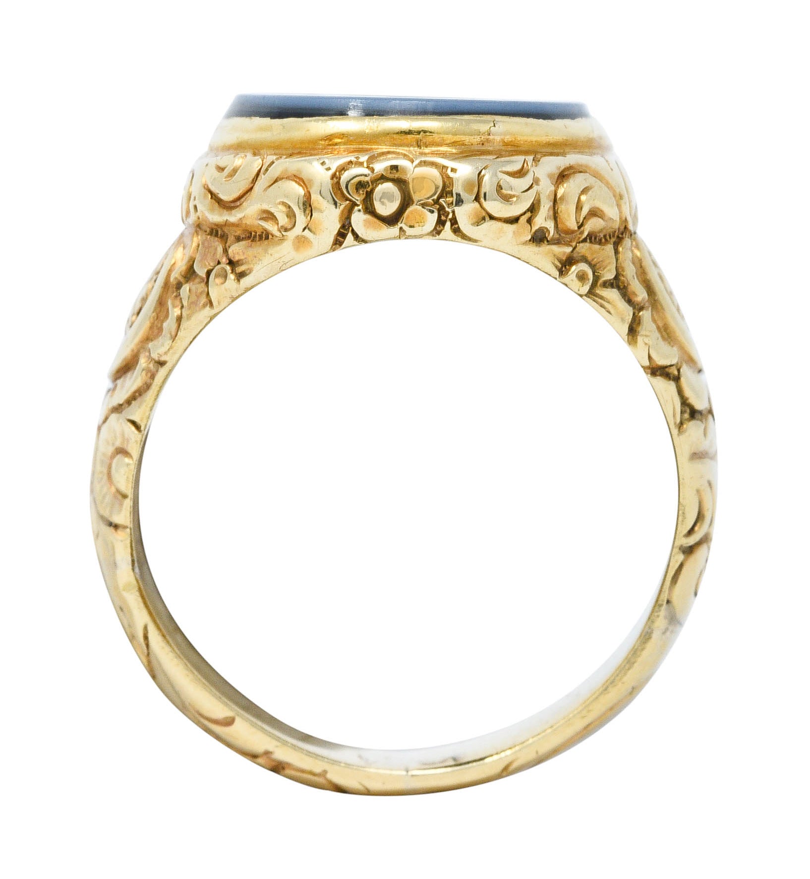 Art Nouveau Onyx Agate 14 Karat Gold Heraldry Signet RingRing - Wilson's Estate Jewelry