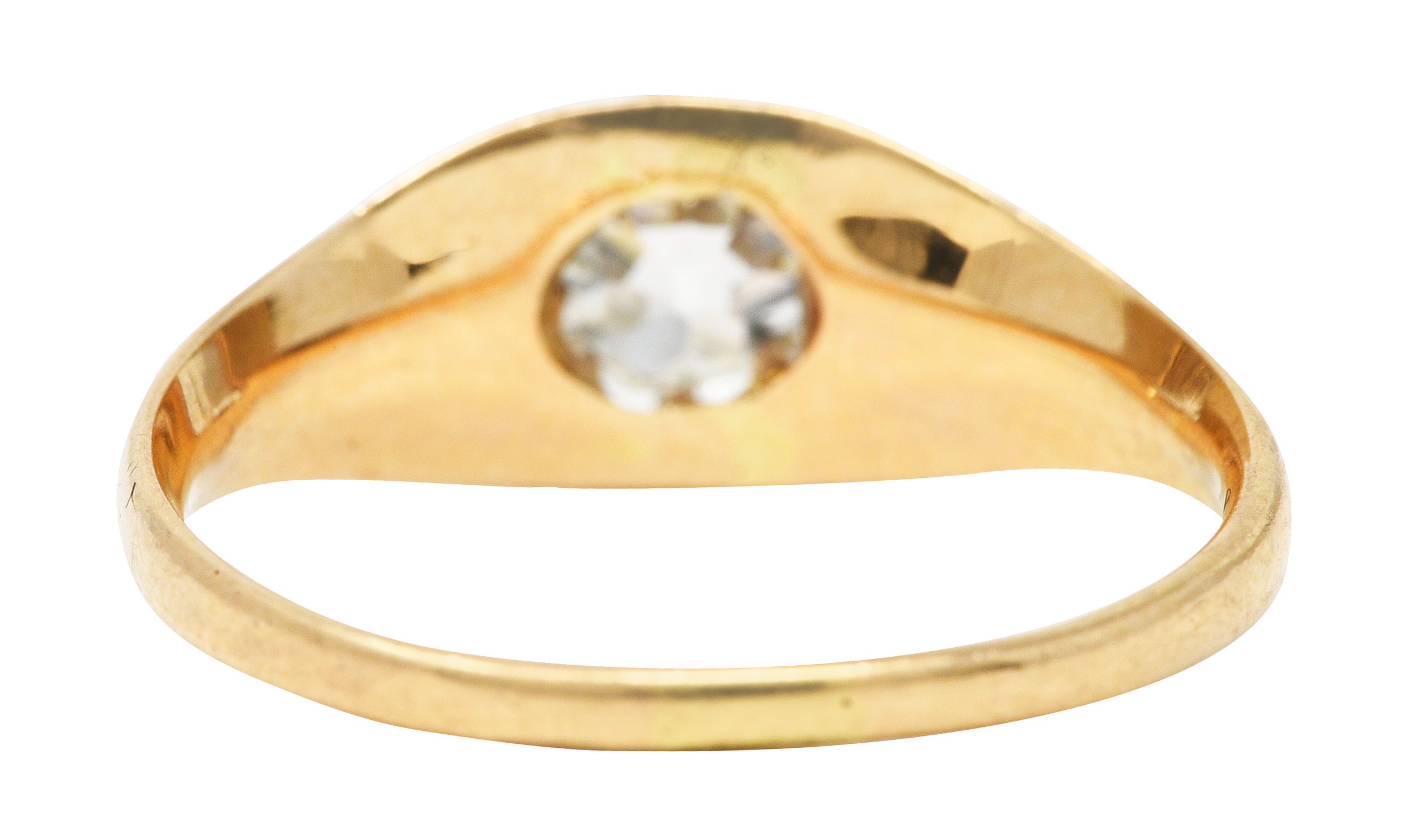 Victorian Old European Cut 0.78 CTW Diamond 14 Karat Yellow Gold Belcher Set Solitaire Antique Engagement Ring Wilson's Estate Jewelry