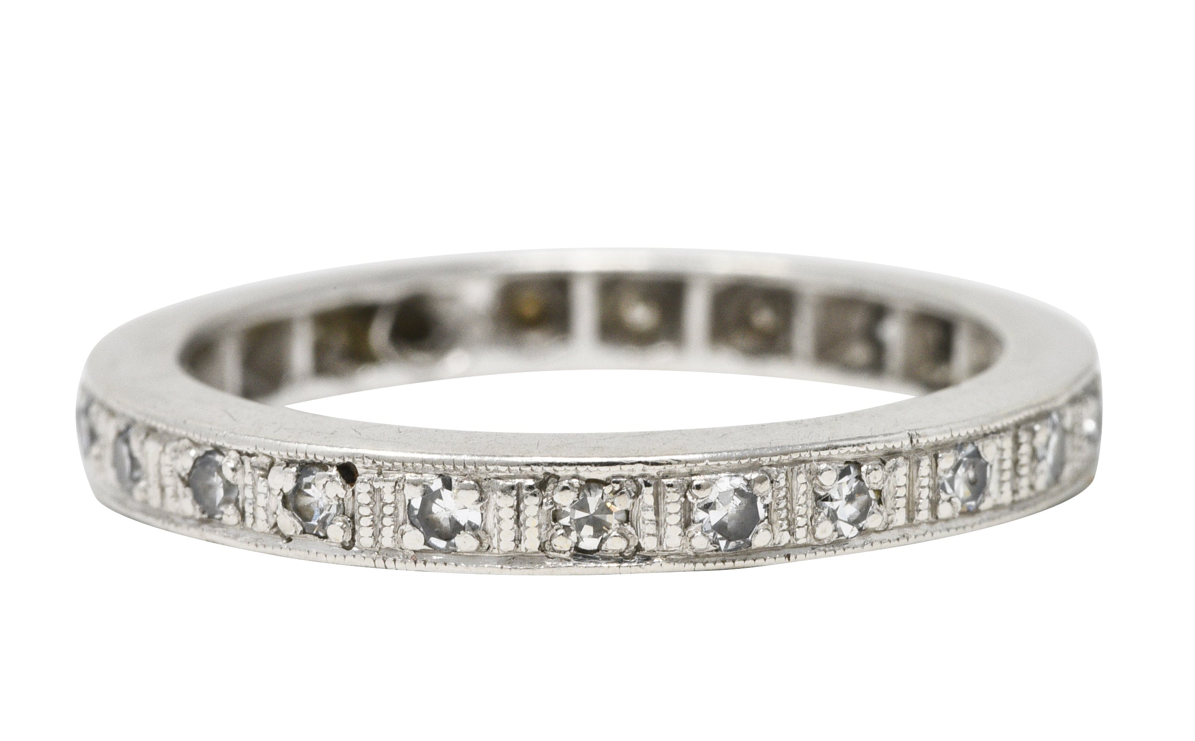 Art Deco 0.35 Single Cut Diamond Platinum Eternity Band Ring Wilson's Estate Jewelry