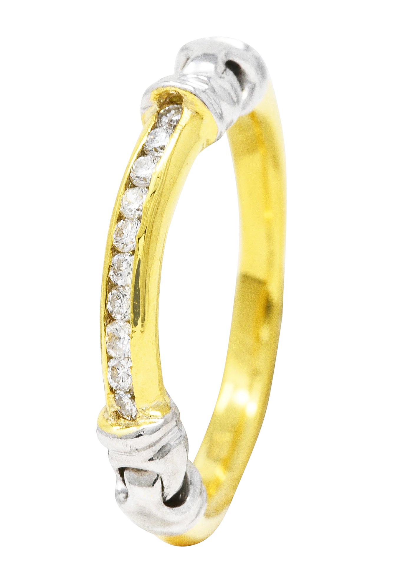 Diamond 18 Karat Two-Tone Gold Channel Band Vintage Ring Wilson's Estate Jewelry
