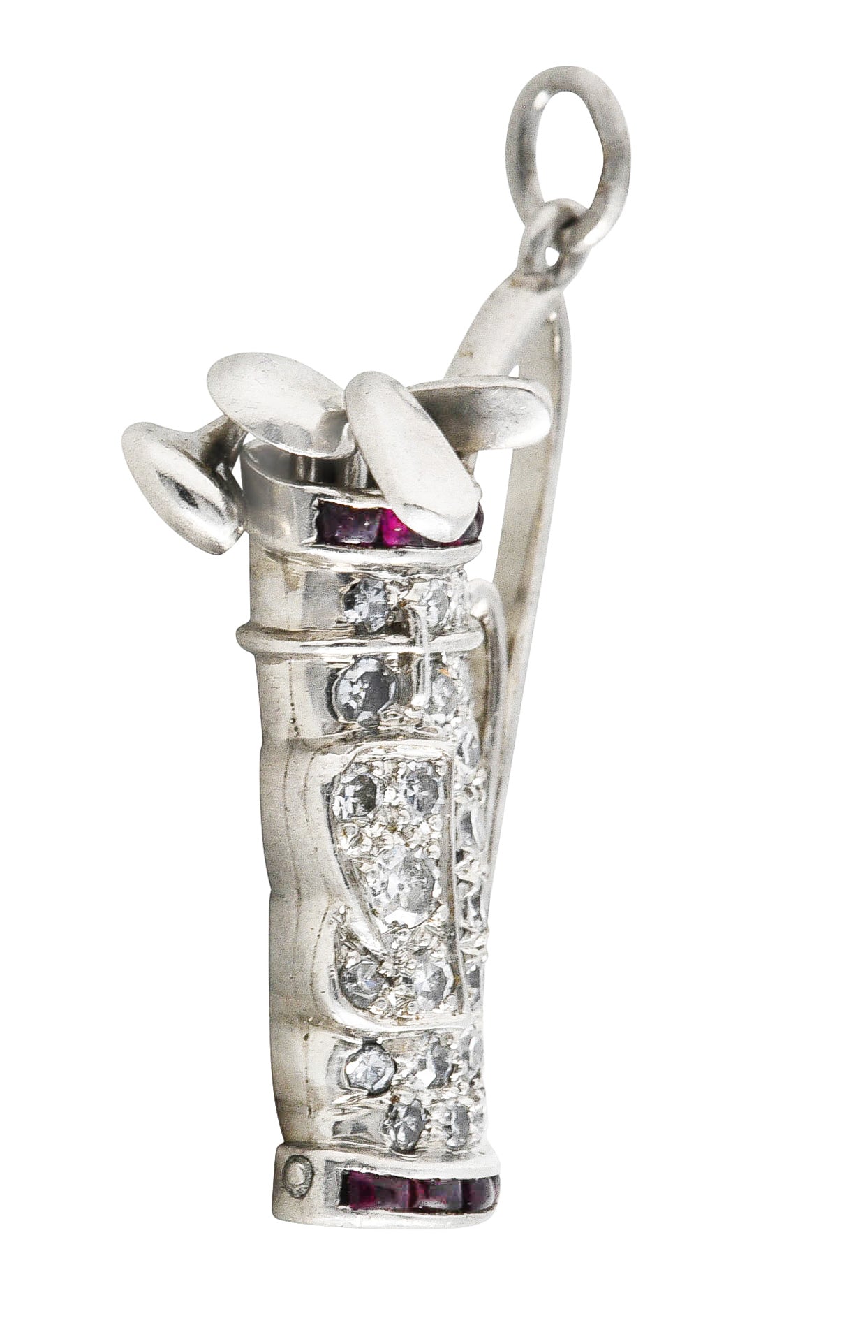 Cartier Art Deco Pavè Diamond Ruby Platinum Golf Club Charm Wilson's Estate Jewelry
