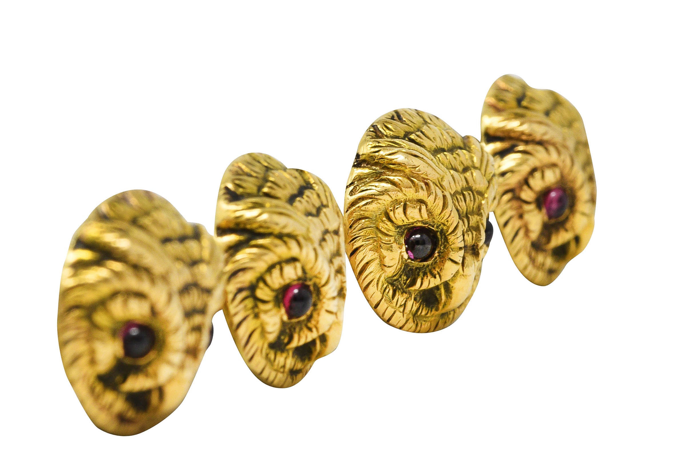 Art Nouveau 14 Karat Yellow Gold Owl Antique Cufflinks Wilson's Estate Jewelry