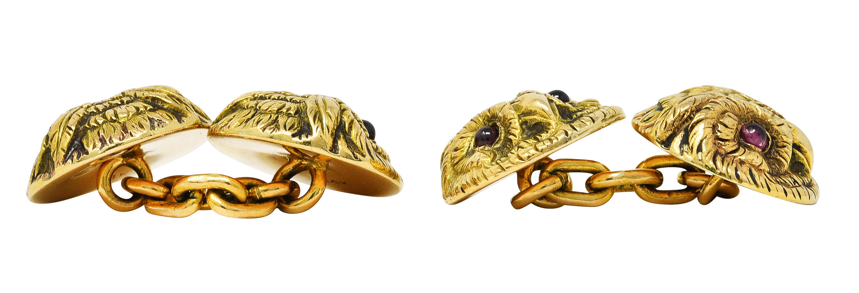 Art Nouveau 14 Karat Yellow Gold Owl Antique Cufflinks Wilson's Estate Jewelry