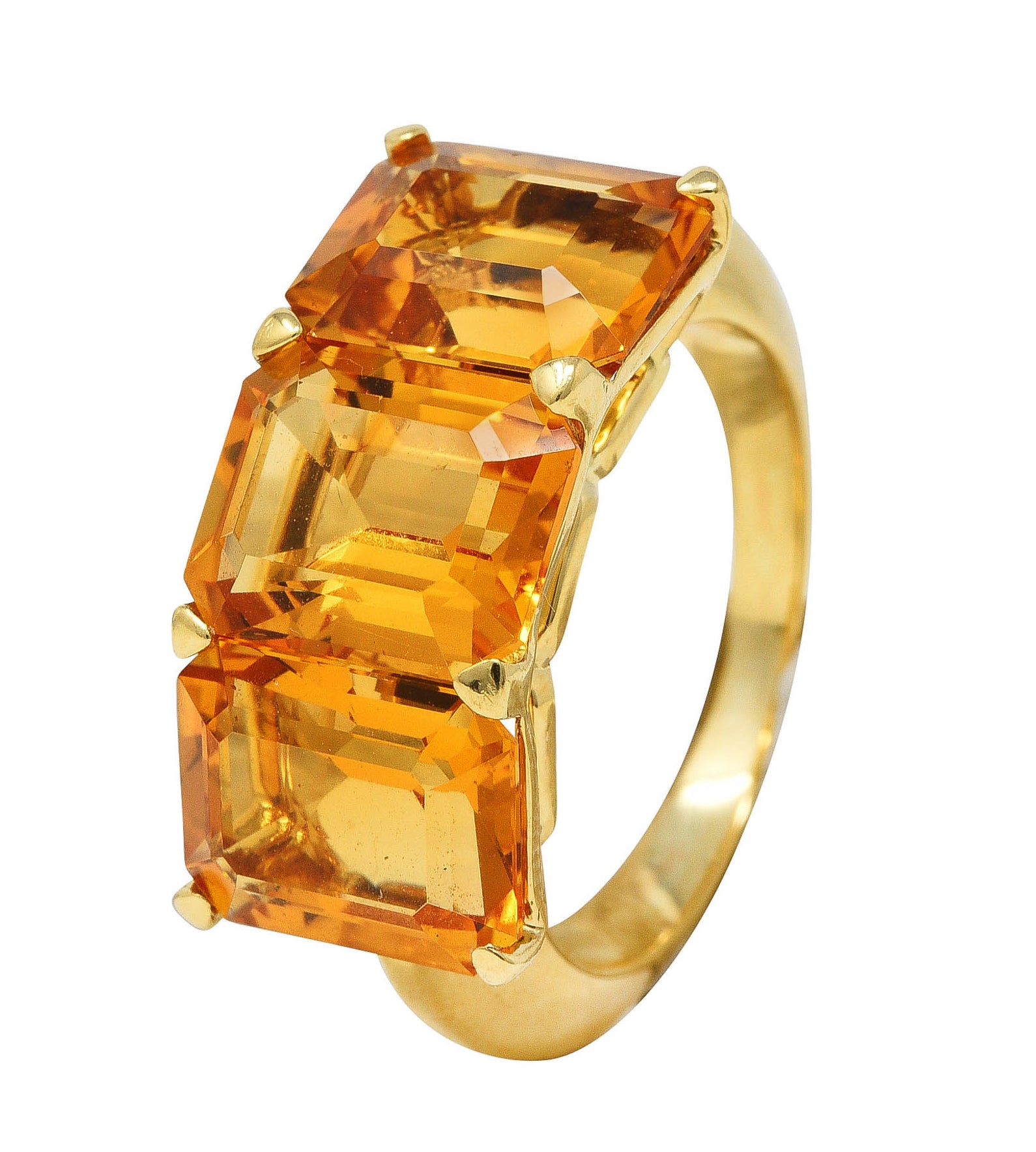 Goshwara Contemporary Citrine 18 Karat Yellow Gold Gossip Three Stone Ring Wilson's Estate Jewelry