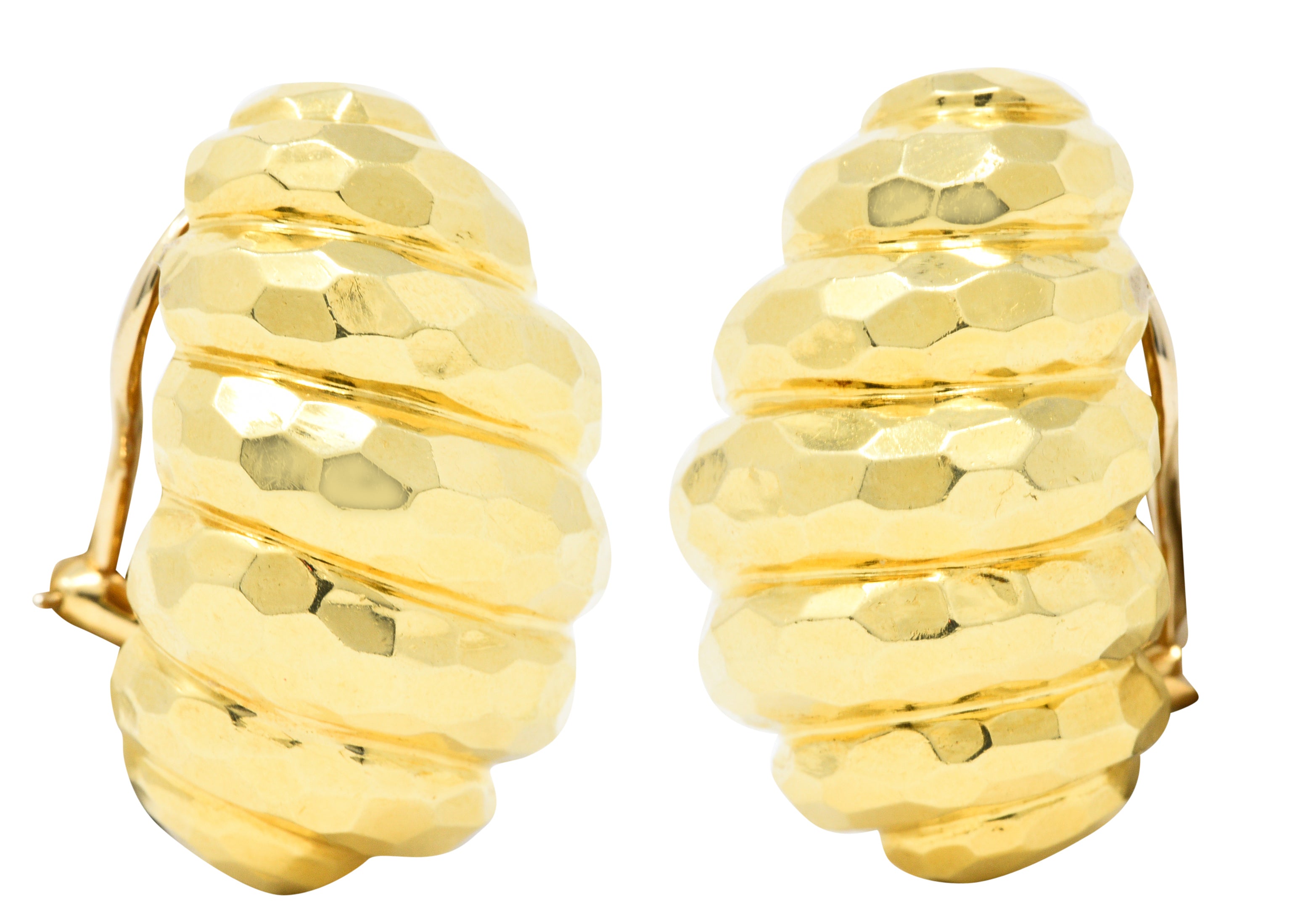 Henry Dunay Vintage 18 Karat Yellow Gold Cynnabar Ear-Clip EarringsEarrings - Wilson's Estate Jewelry