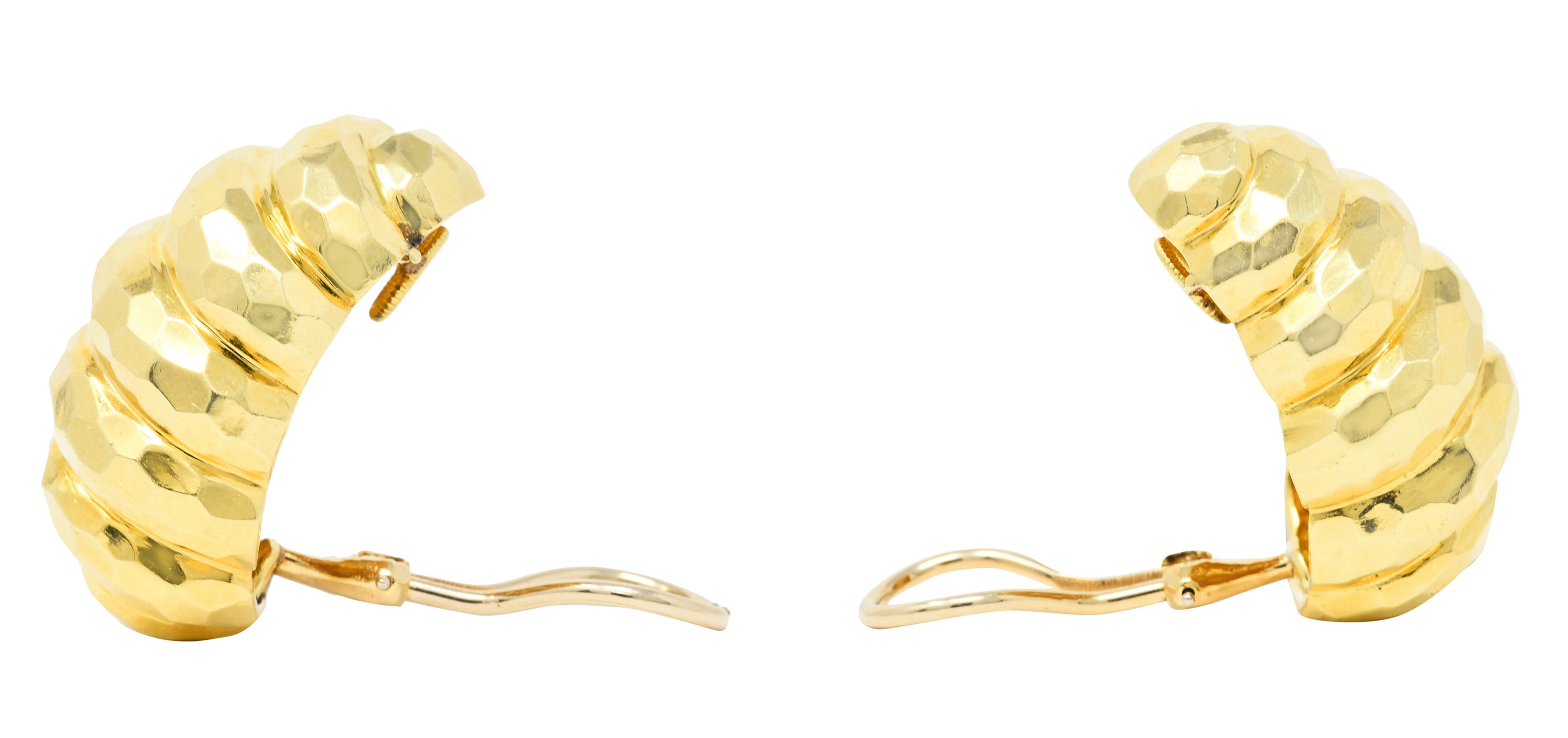Henry Dunay Vintage 18 Karat Yellow Gold Cynnabar Ear-Clip EarringsEarrings - Wilson's Estate Jewelry