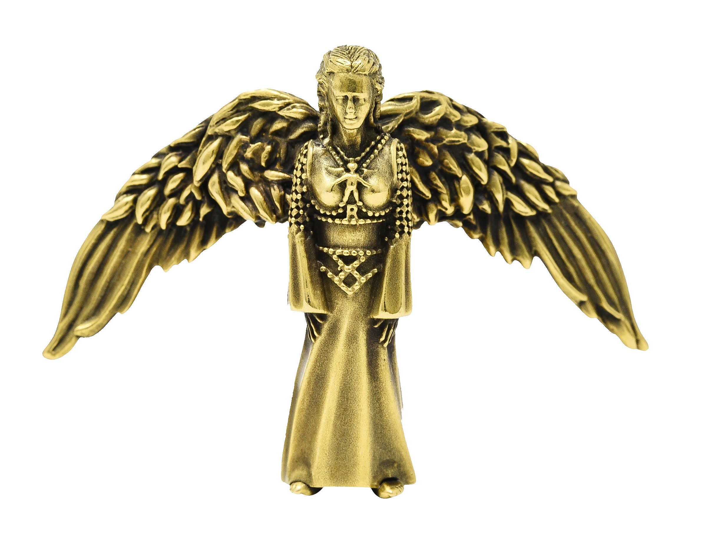 Kieselstein-Cord 1995 18 Karat Yellow Gold Articulated Winged Angel Vintage Pendant Brooch Wilson's Estate Jewelry