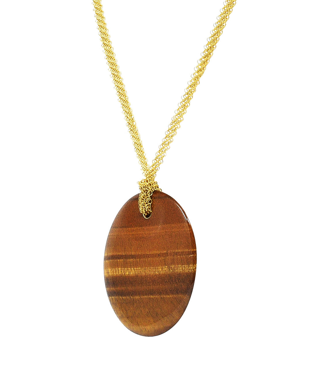 Elsa Peretti Tiffany & Co. Tiger's Eye Quartz 18 Karat Gold Touchstone Pendant Mesh Scarf NecklaceNecklace - Wilson's Estate Jewelry