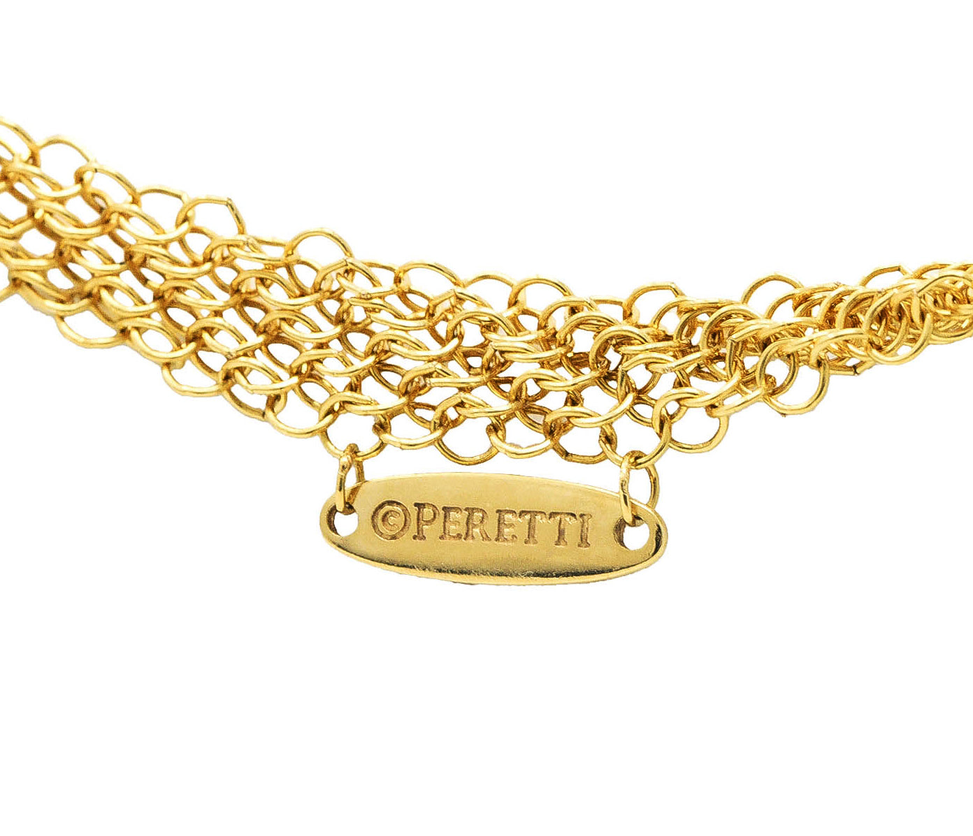 Elsa Peretti Tiffany & Co. Tiger's Eye Quartz 18 Karat Gold Touchstone Pendant Mesh Scarf NecklaceNecklace - Wilson's Estate Jewelry