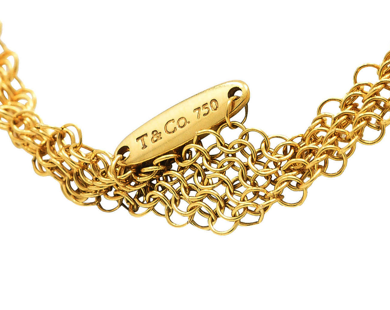 Elsa Peretti Tiffany & Co. Tiger's Eye Quartz 18 Karat Gold Touchstone Pendant Mesh Scarf NecklaceNecklace - Wilson's Estate Jewelry