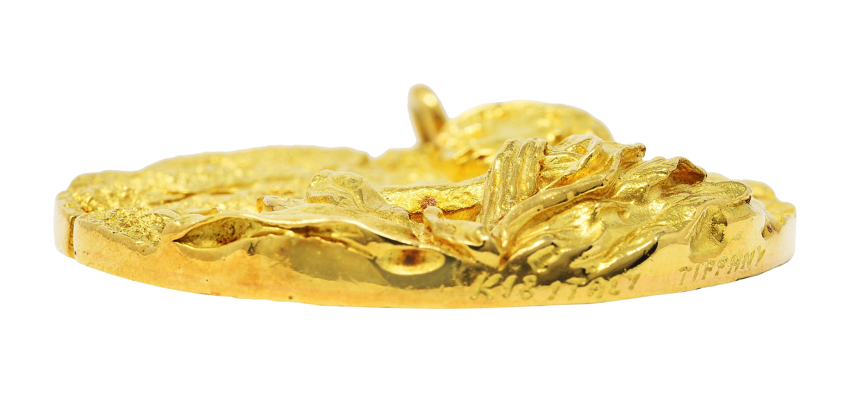 Substantial Tiffany & Co. 18 Karat Yellow Gold Vintage Aquarius Zodiac Medallion Pendantcharm - Wilson's Estate Jewelry