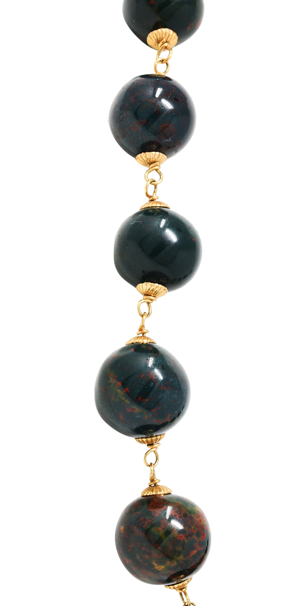 Vintage Bloodstone 14 Karat Gold Beaded Strand NecklaceNecklace - Wilson's Estate Jewelry