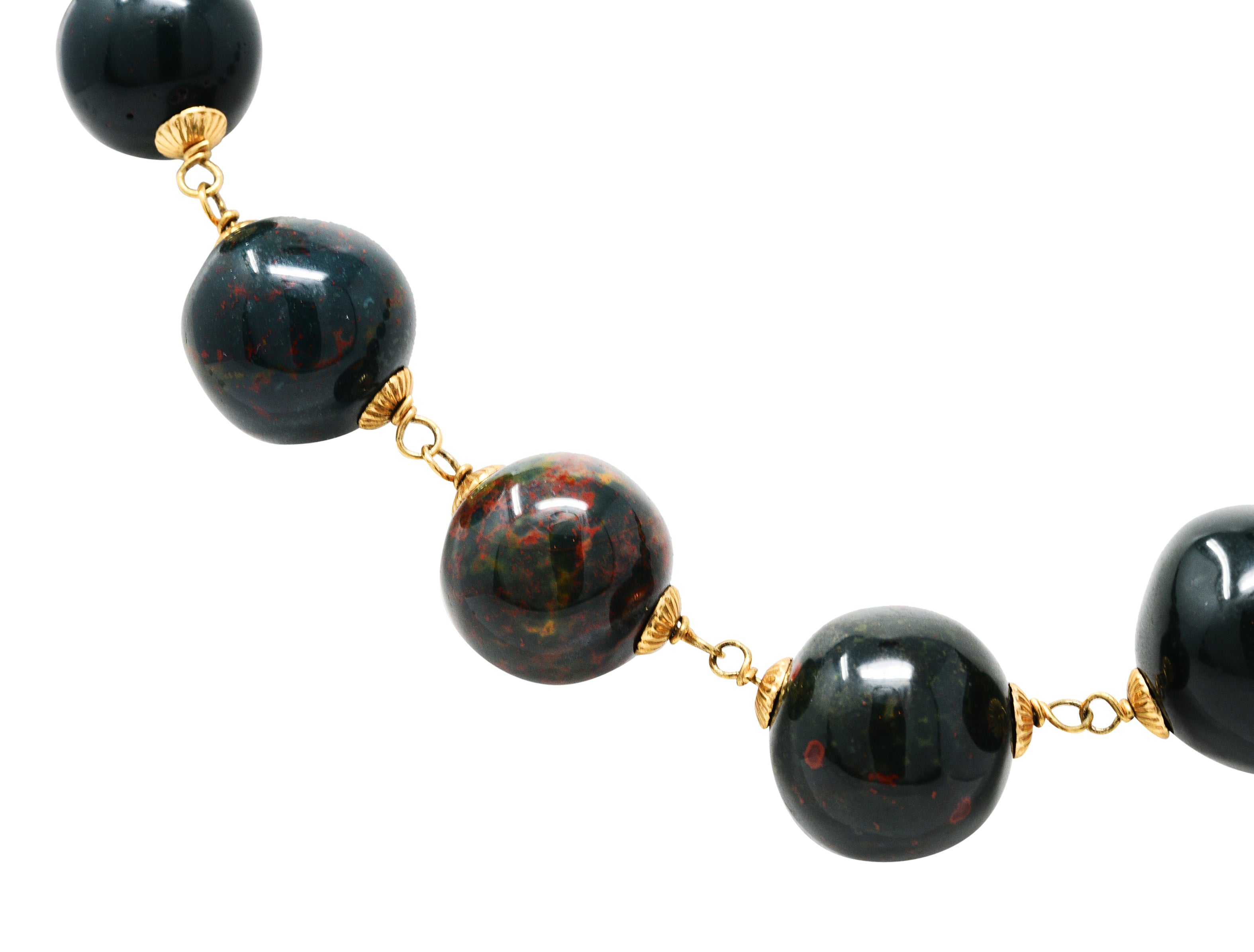 Vintage Bloodstone 14 Karat Gold Beaded Strand NecklaceNecklace - Wilson's Estate Jewelry