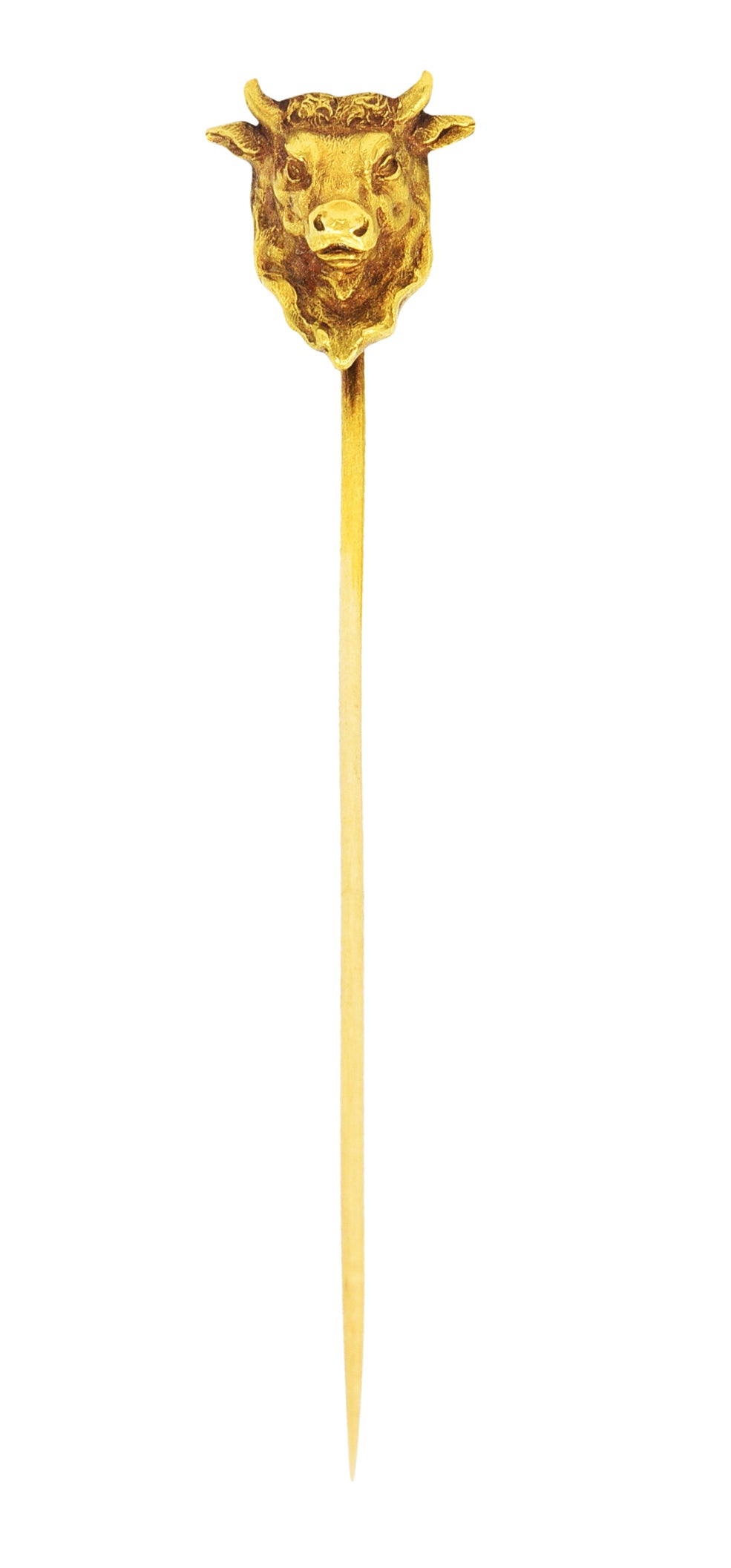 Art Nouveau 18 Karat Yellow Gold Taurus Zodiac Stick PinStick Pin - Wilson's Estate Jewelry