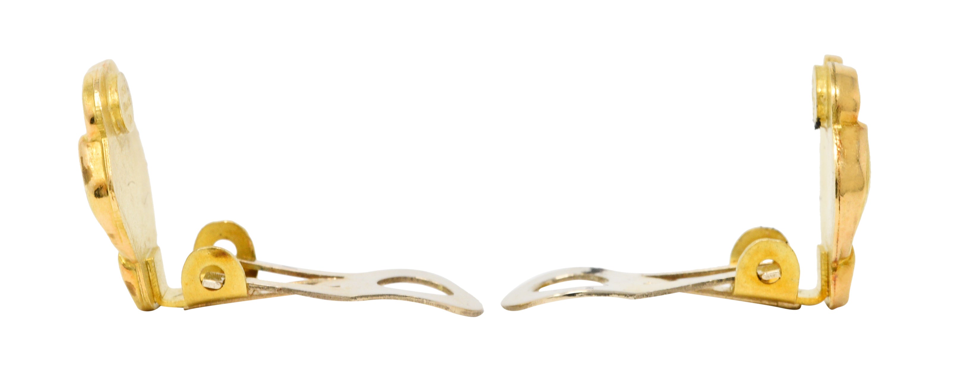 French 18 Karat Gold Orchid Vintage Ear-Clip EarringsEarrings - Wilson's Estate Jewelry