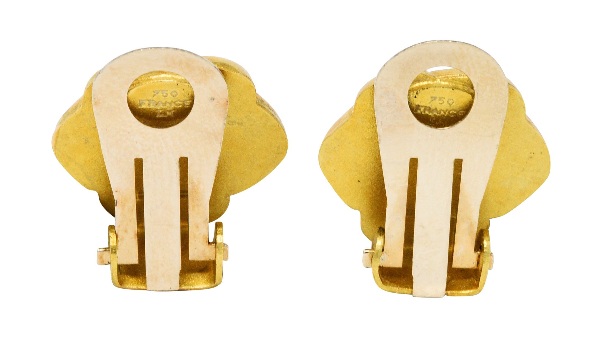 French 18 Karat Gold Orchid Vintage Ear-Clip EarringsEarrings - Wilson's Estate Jewelry