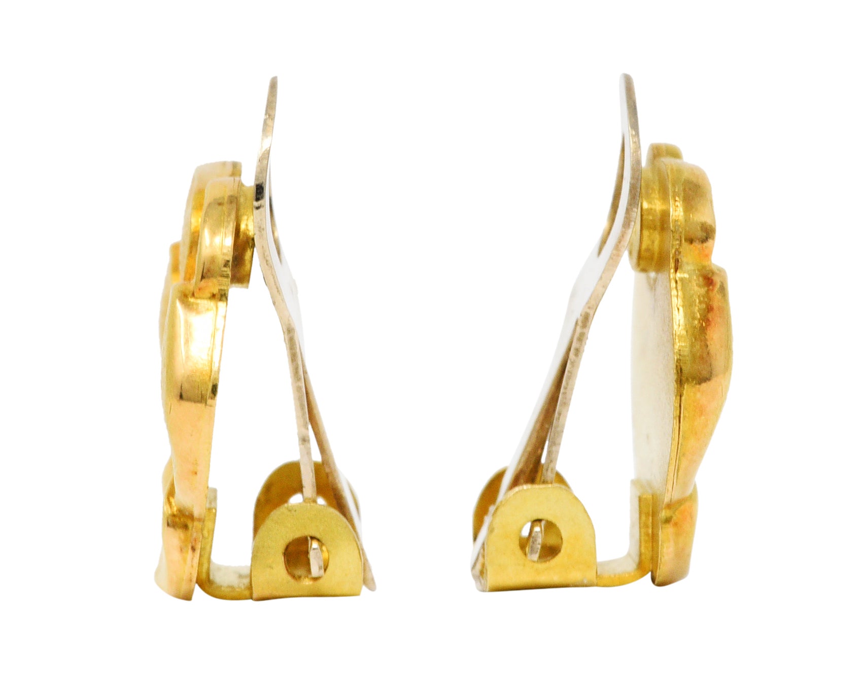 French 18 Karat Gold Orchid Vintage Ear-Clip EarringsEarrings - Wilson's Estate Jewelry