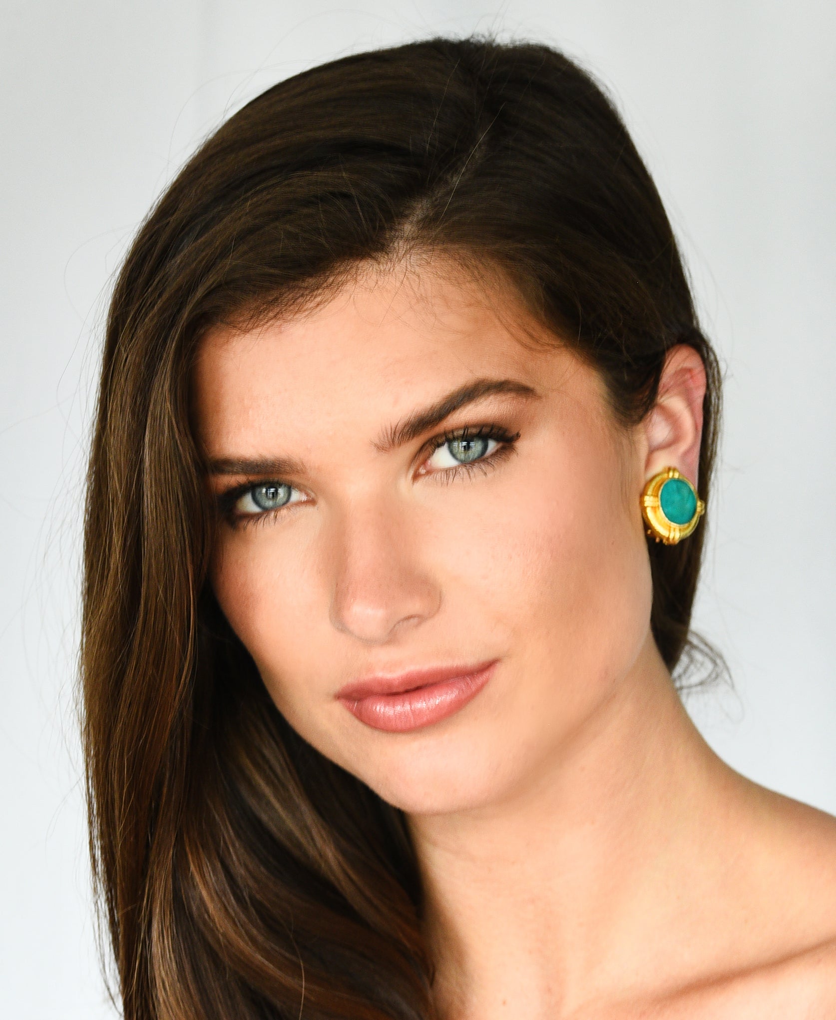 Elizabeth Locke Mother-Of-Pearl Venetian Glass 19 Karat Yellow Gold Vintage Orpheus Intaglio Earrings Wilson's Estate Jewelry