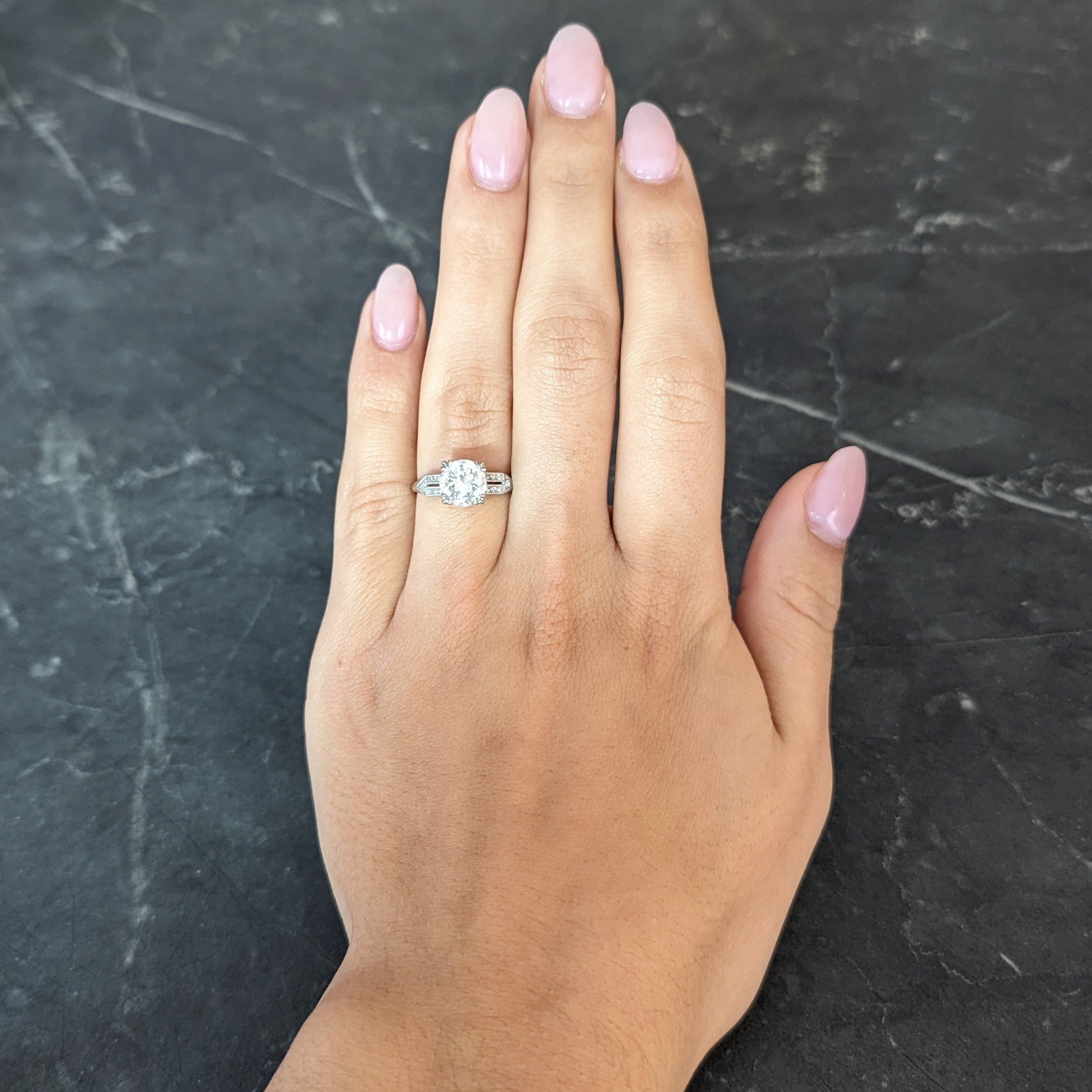 Retro 2.01 CTW Old European Cut Diamond Platinum Arrow Engagement Ring GIA Wilson's Estate Jewelry