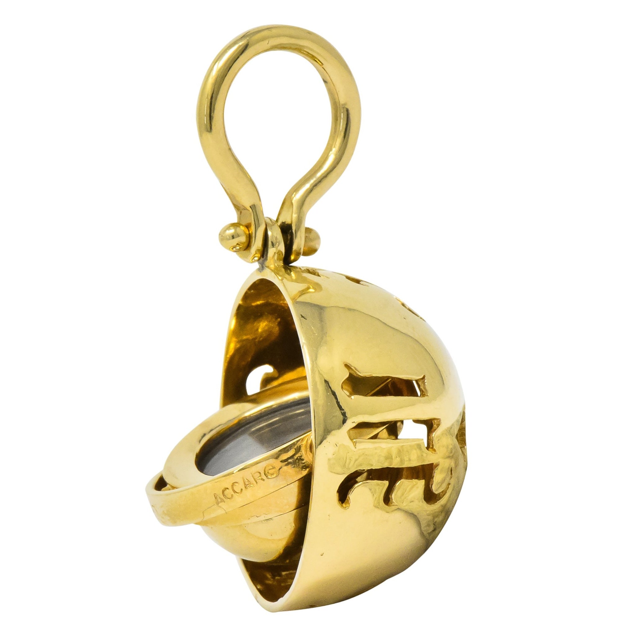 Accar Vintage 14 Karat Gold Gyroscope Compass Pendant - Wilson's Estate Jewelry