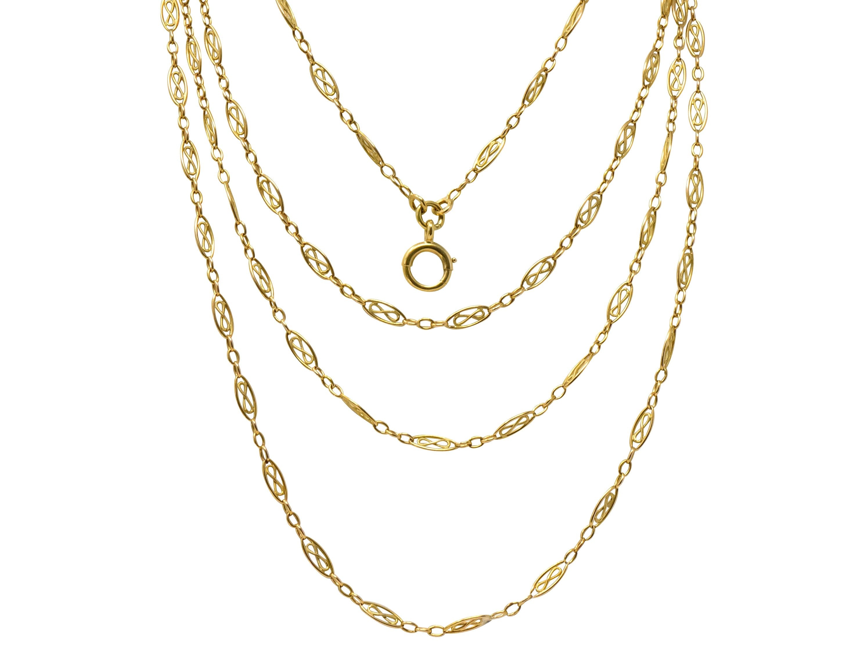 Antique Victorian 18 Karat Gold 67 Inch Watch Chain Necklace - Wilson's Estate Jewelry