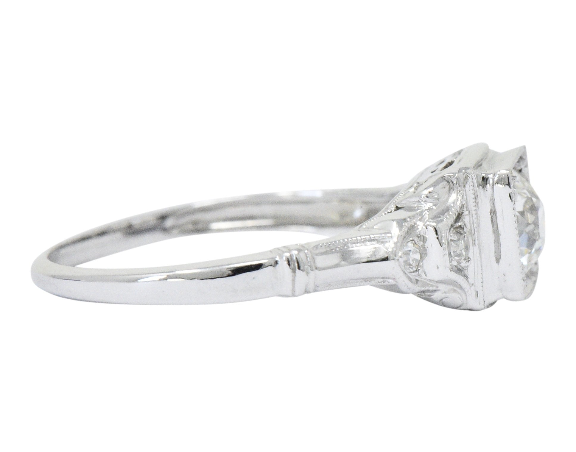Art Deco 0.53 CTW Diamond 18 Karat White Gold Engagement Ring Wilson's Estate Jewelry