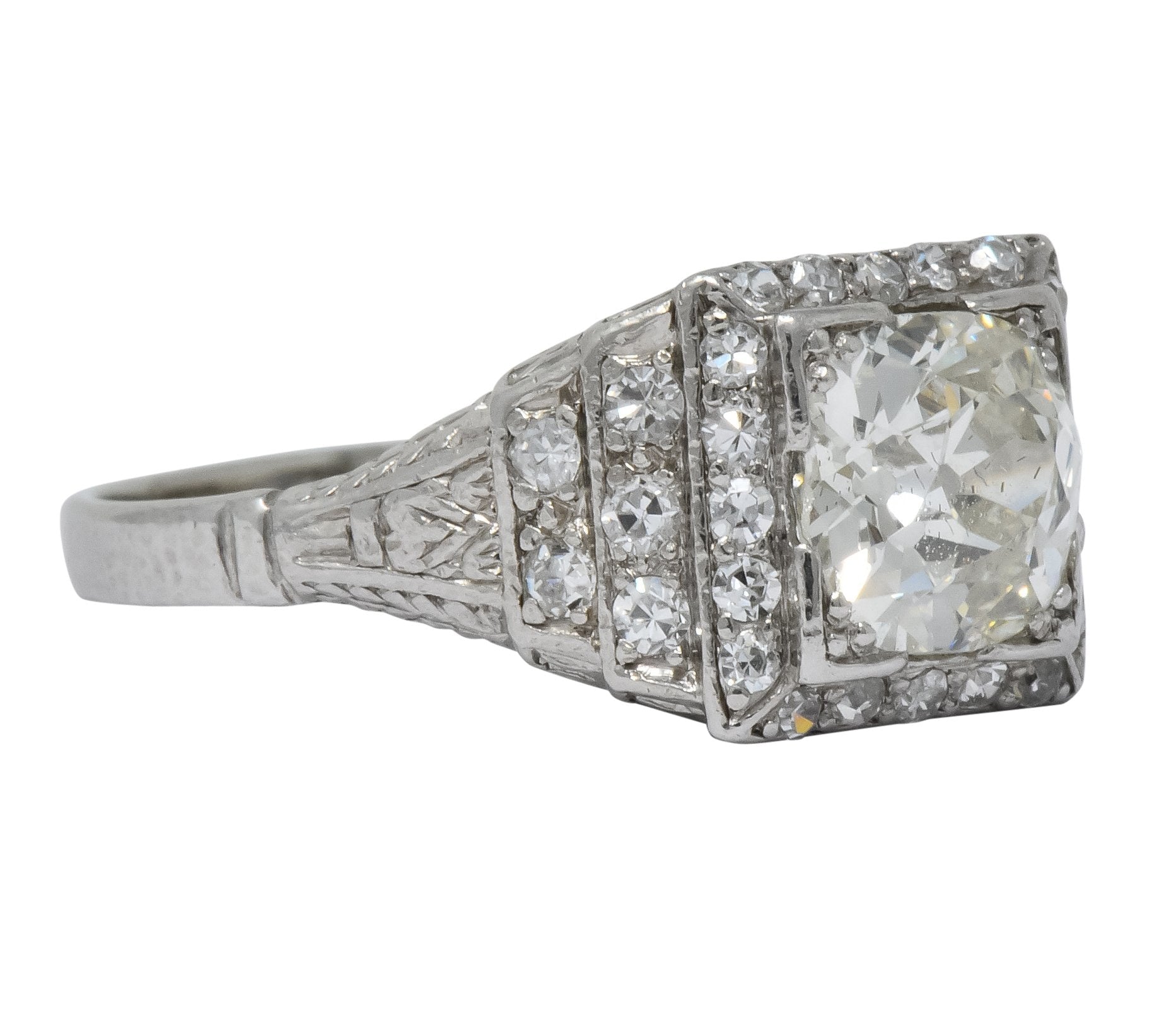 Art Deco 1.95 CTW Diamond Platinum Engagement Ring - Wilson's Estate Jewelry