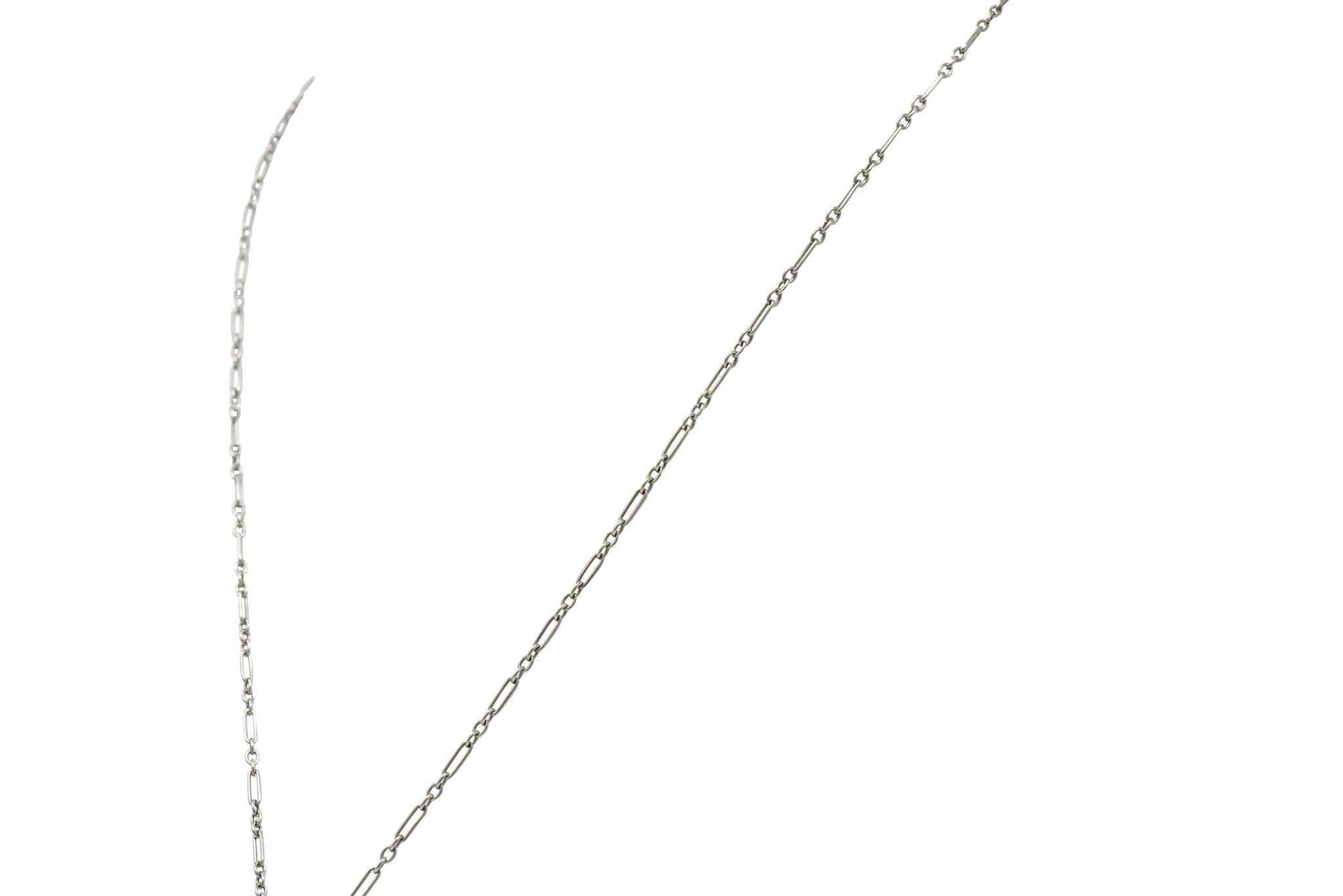 Art Deco Camphor Glass Diamond And 14 Karat White Gold Pendant Necklace Wilson's Estate Jewelry