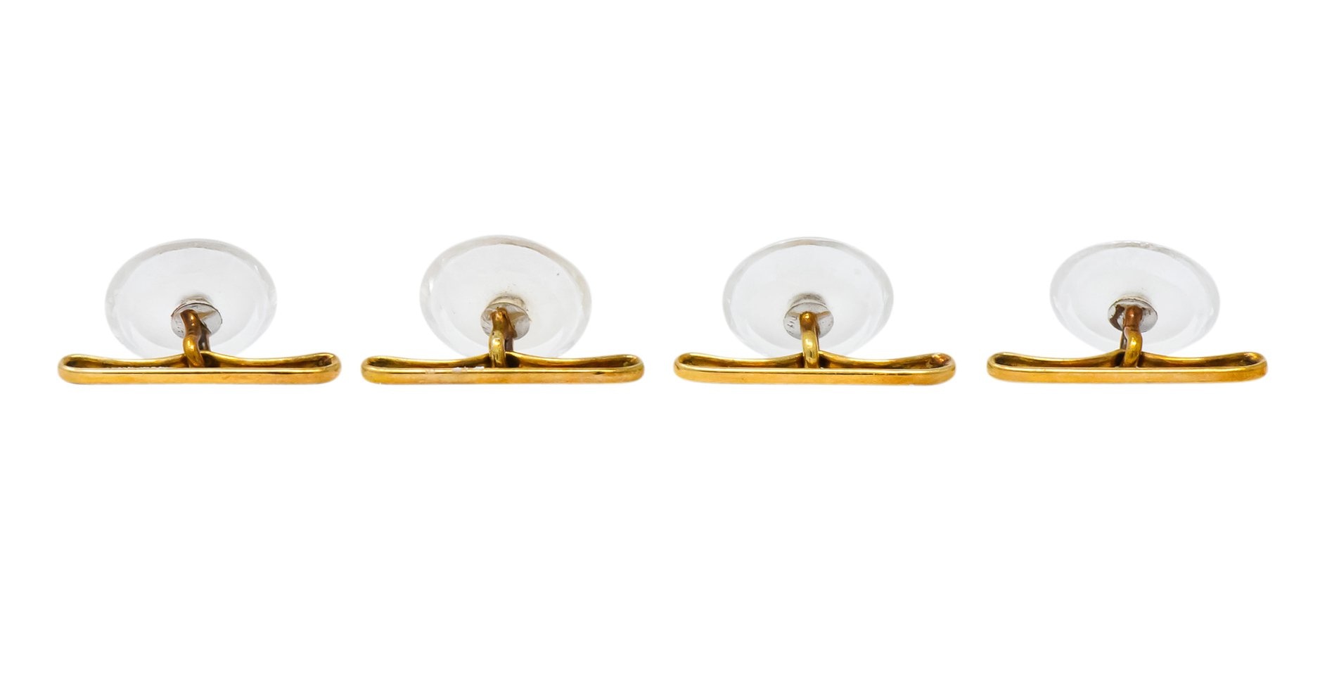 Art Deco Diamond Rock Crystal Men's 14 Karat Gold Cufflink Dress Set - Wilson's Estate Jewelry