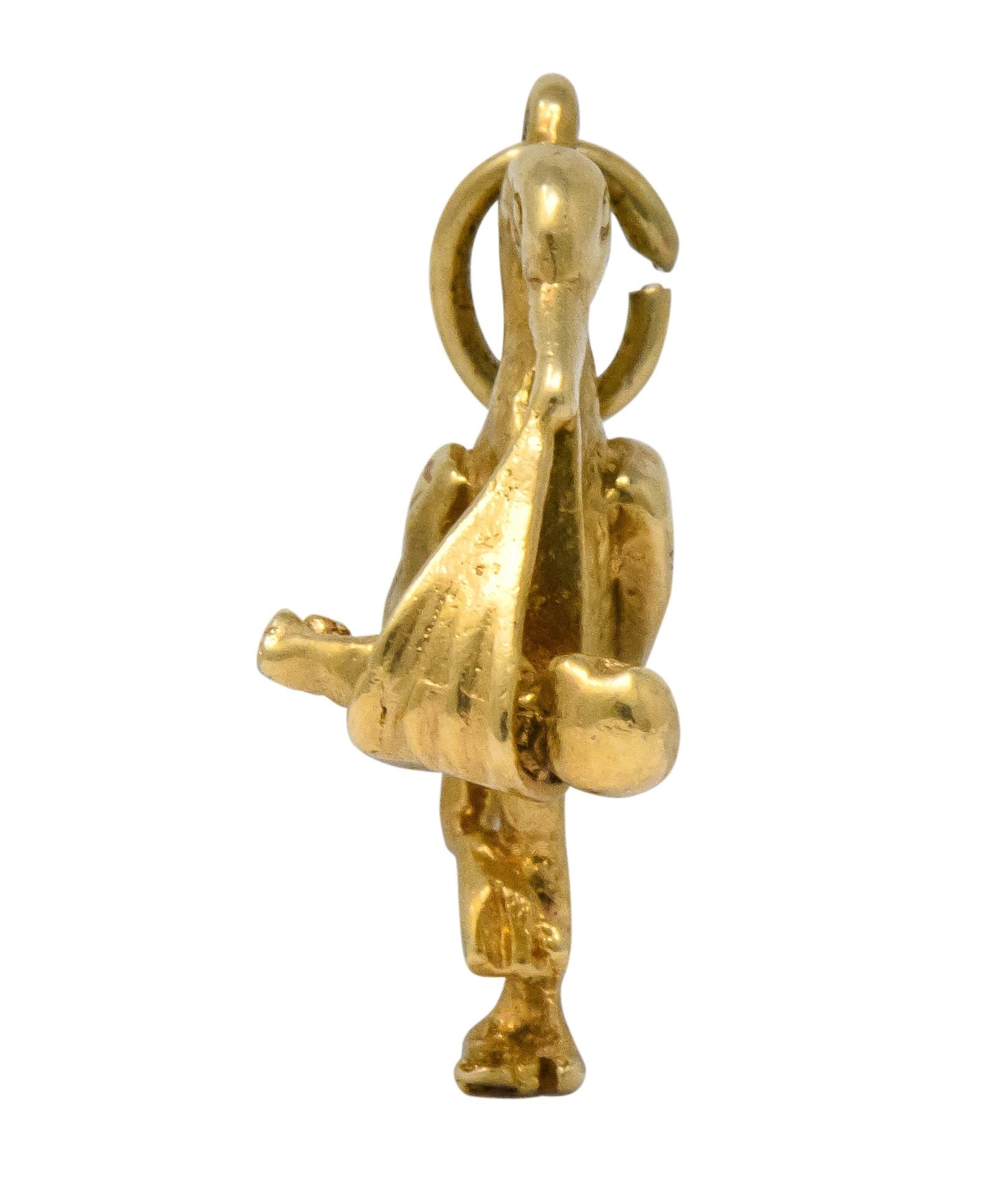 Art Nouveau 14 Karat Gold Stork Delivering Baby Realistic Charm - Wilson's Estate Jewelry