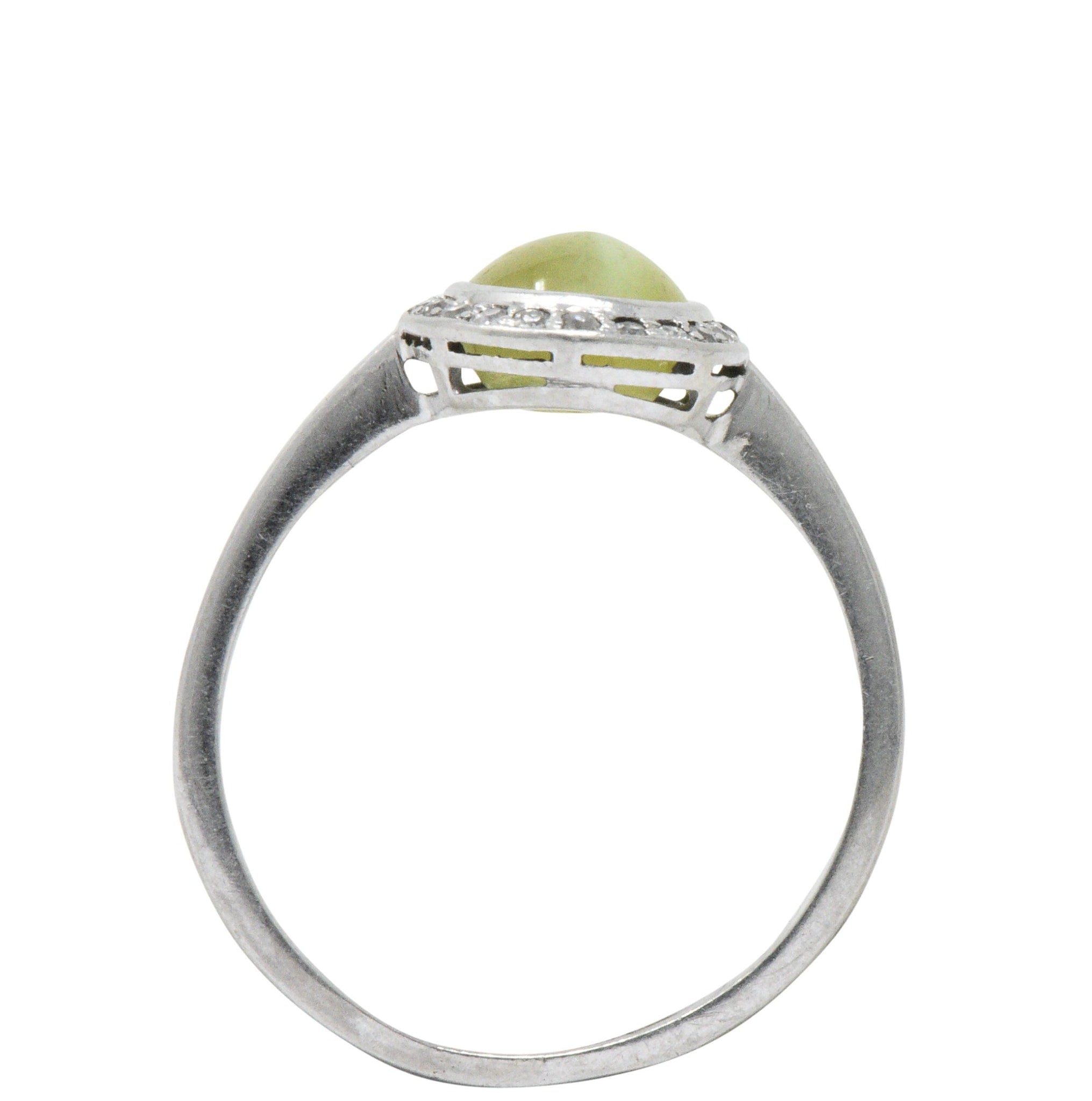 Bailey Banks & Biddle 2.30 CTW Cat’s Eye Chrysoberyl Diamond Platinum Halo Ring Wilson's Estate Jewelry