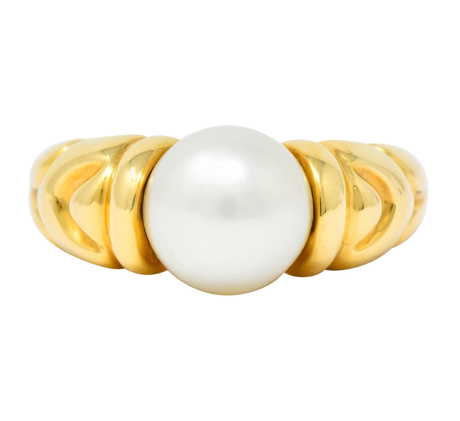 Bulgari Vintage Pearl 18 Karat Yellow Gold Ring Circa 1980 - Wilson's Estate Jewelry