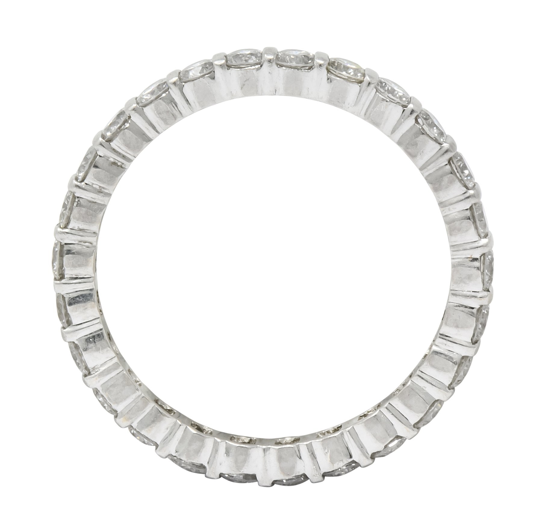 Contemporary 1.00 CTW Diamond Platinum Bar Set Eternity Band Stack Ring - Wilson's Estate Jewelry