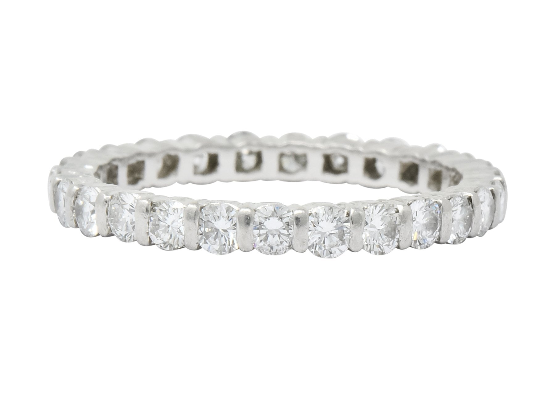 Contemporary 1.00 CTW Diamond Platinum Bar Set Eternity Band Stack Ring - Wilson's Estate Jewelry