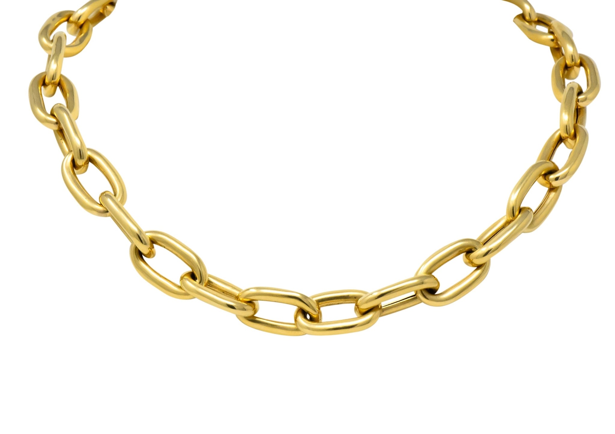Contemporary 14 Karat Gold Oversized Oblong Chain Link Necklace - Wilson's Estate Jewelry
