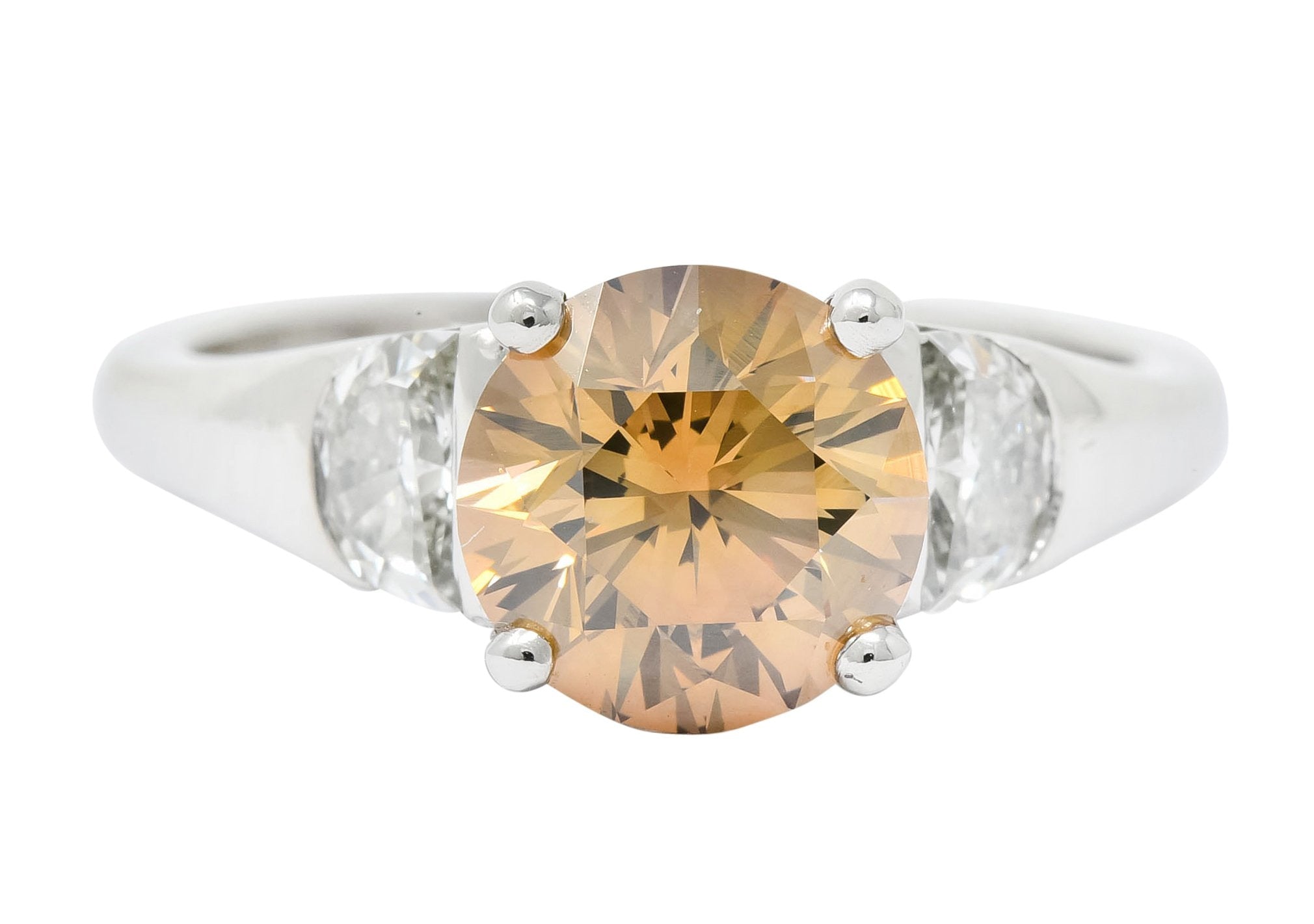 Contemporary 2.75 CTW Fancy Colored Diamond Platinum Engagement Ring GIA - Wilson's Estate Jewelry
