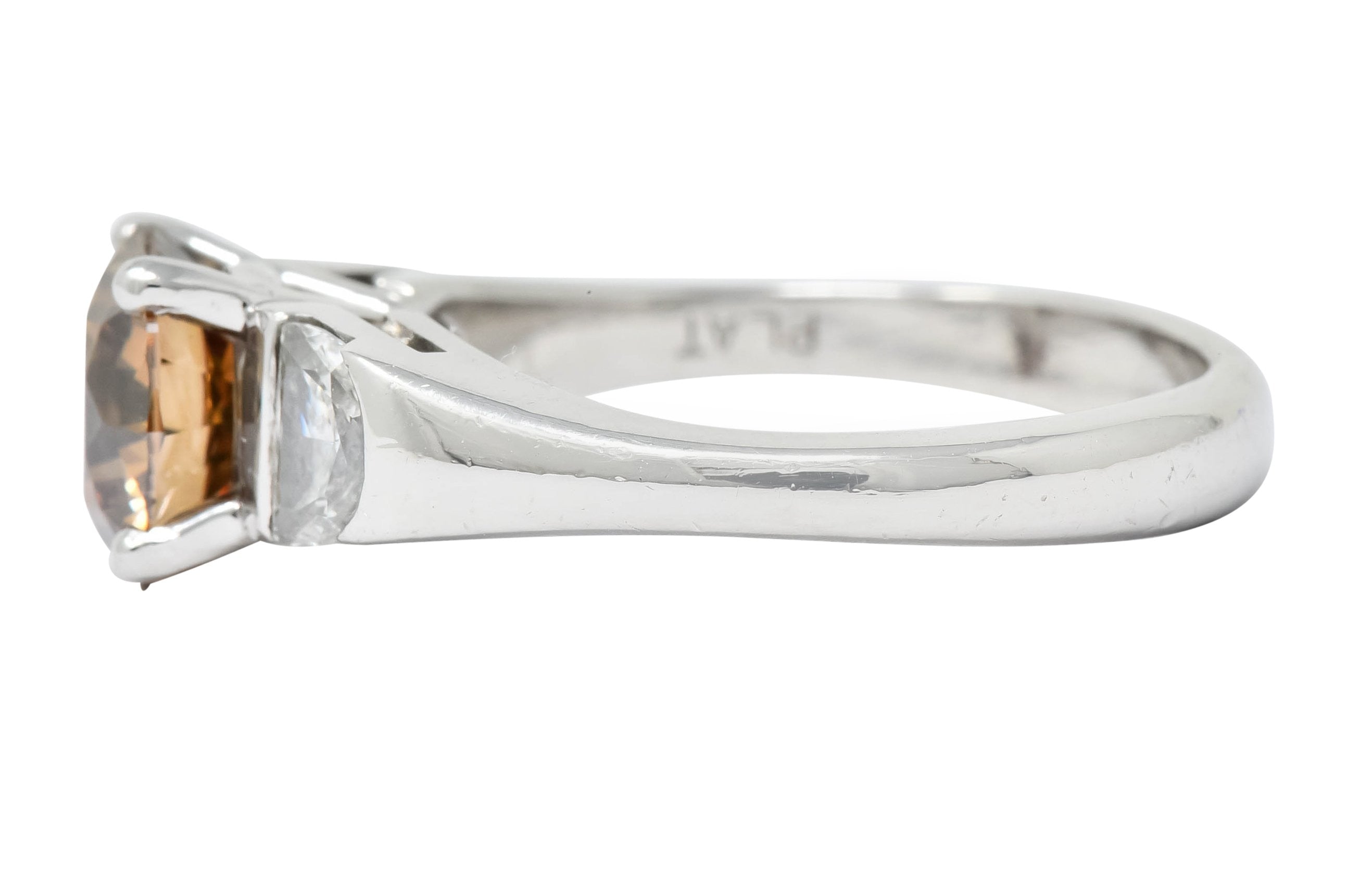 Contemporary 2.75 CTW Fancy Colored Diamond Platinum Engagement Ring GIA - Wilson's Estate Jewelry
