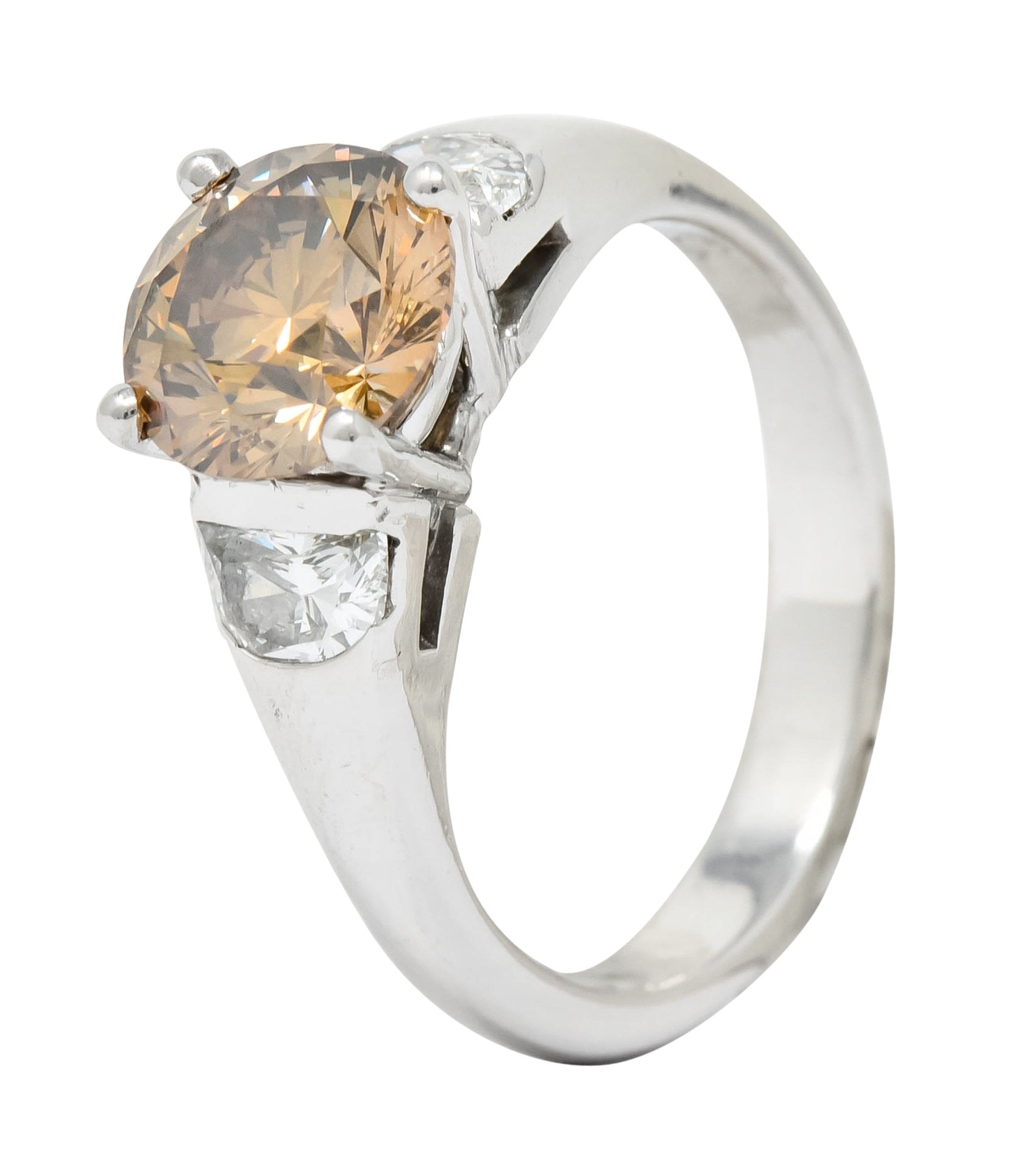 Contemporary 2.75 CTW Fancy Colored Diamond Platinum Engagement Ring GIA - Wilson's Estate Jewelry