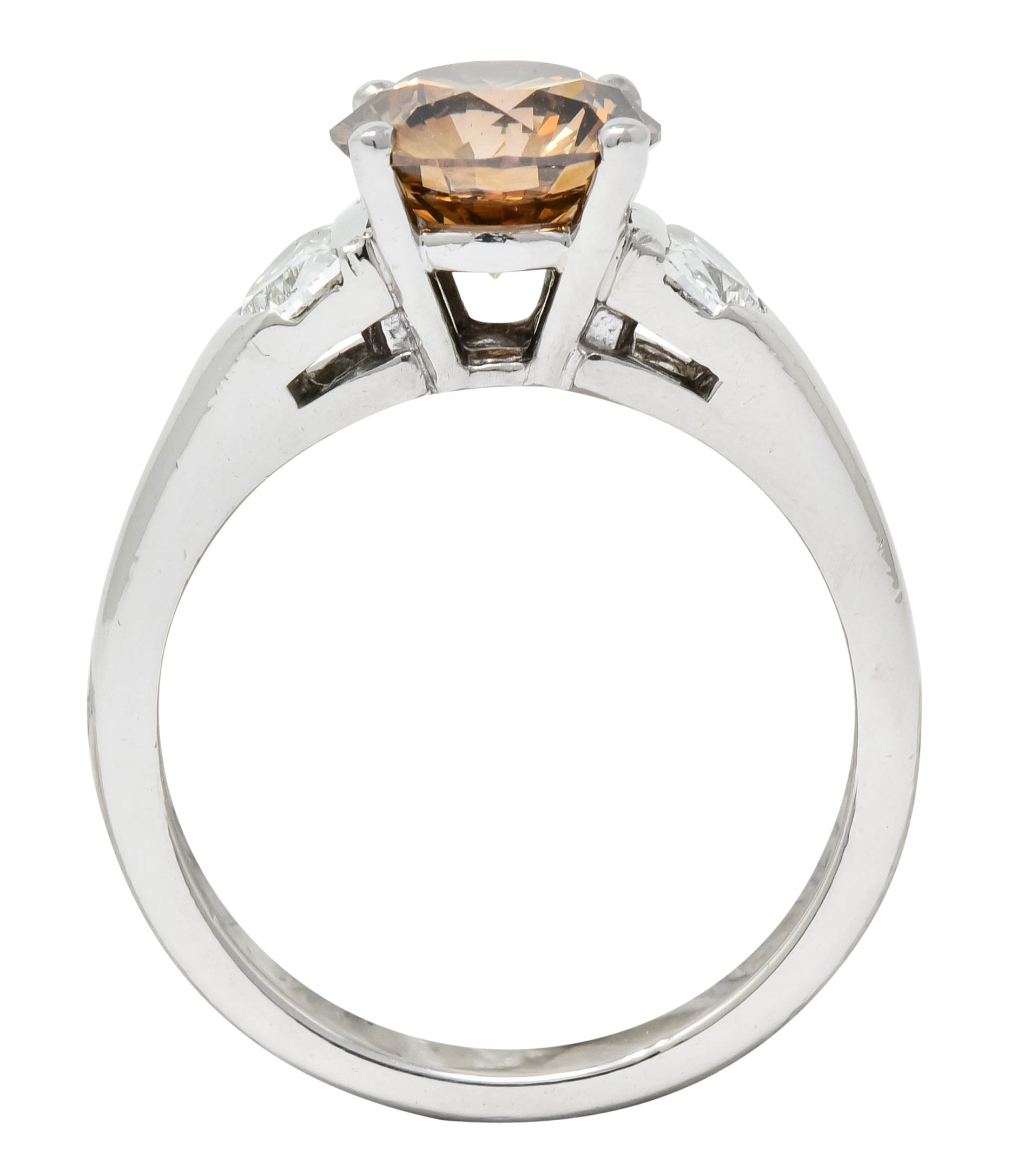 Contemporary 2.75 CTW Fancy Colored Diamond Platinum Engagement Ring GIA - Wilson's Estate Jewelry