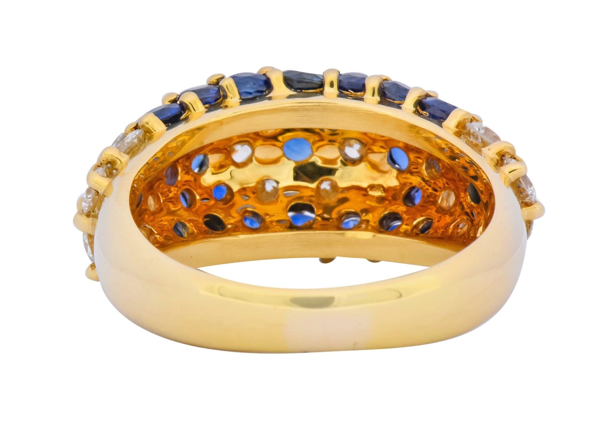 Contemporary 5.06 CTW Sapphire Diamond 18 Karat Gold Bombay Floral Band Ring - Wilson's Estate Jewelry