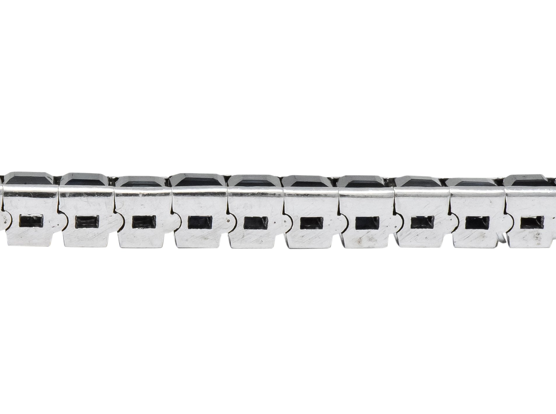 Vintage 9.15 CTW Sapphire 18 Karat White Gold Line Bracelet - Wilson's Estate Jewelry