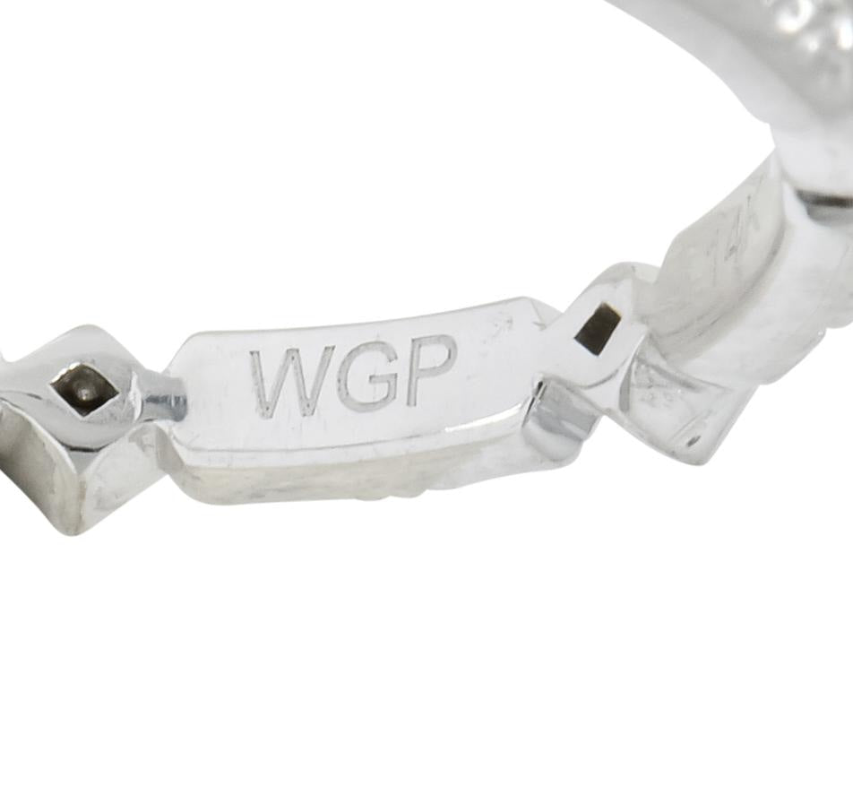 Contemporary Checkerboard French Cut Diamond 14 Karat White Gold Floral Band Ring - Wilson's Estate Jewelry