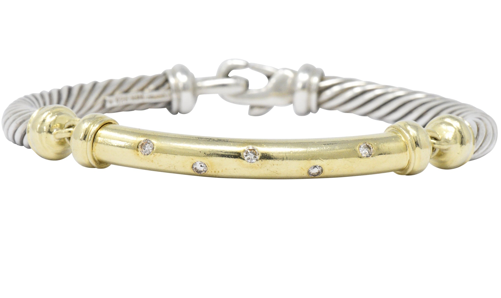 David Yurman 0.20 CTW Diamond Sterling Silver 14 Karat Gold Bracelet - Wilson's Estate Jewelry