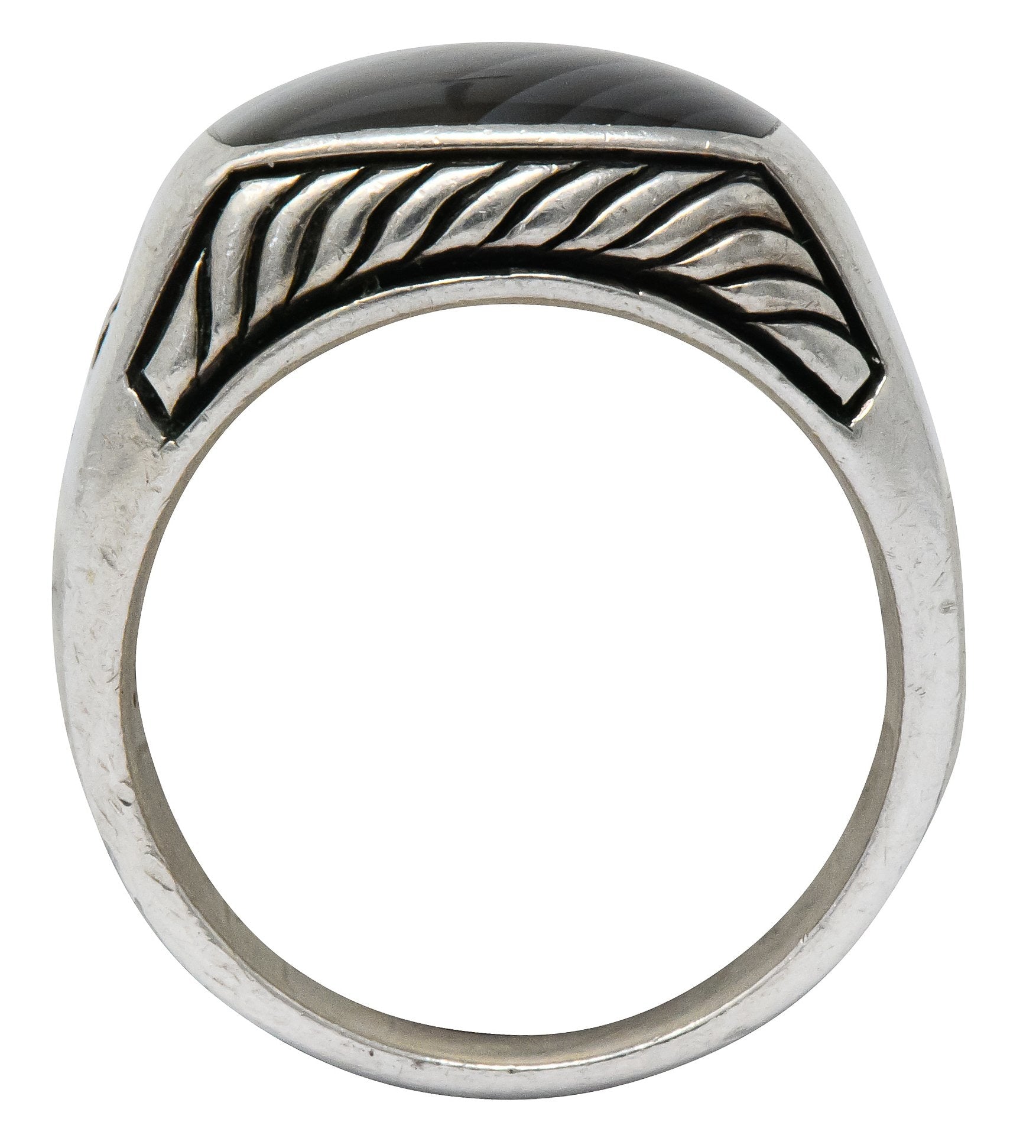 David Yurman Agate Sterling Silver Men's Exotic Stone Ring - Wilson's Estate Jewelry