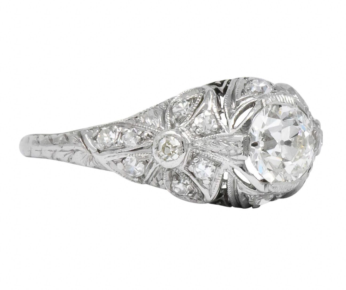 Edwardian 1.07 CTW Old European Cut Diamond Platinum Engagement Ring GIA - Wilson's Estate Jewelry
