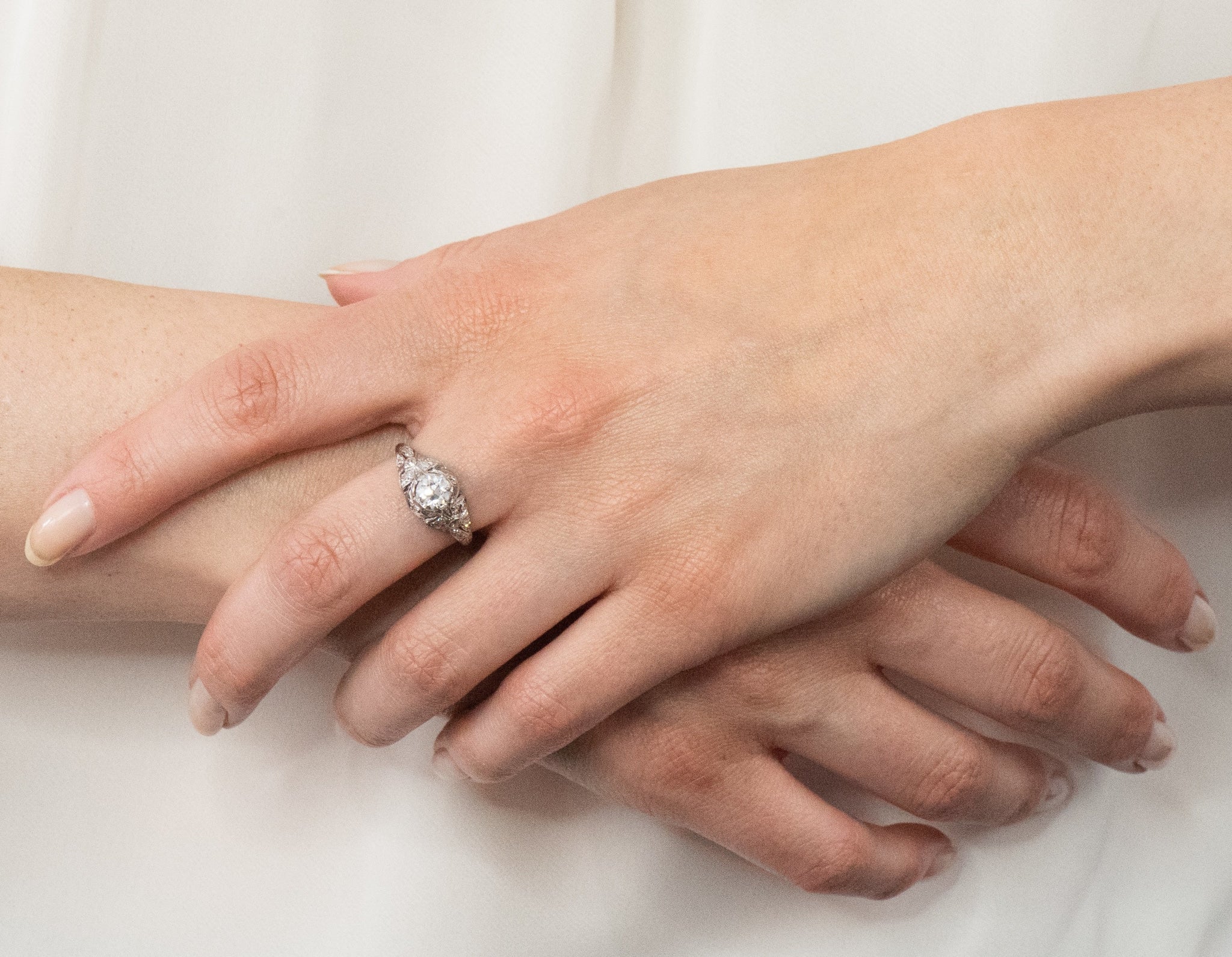 Edwardian 1.07 CTW Old European Cut Diamond Platinum Engagement Ring GIA - Wilson's Estate Jewelry